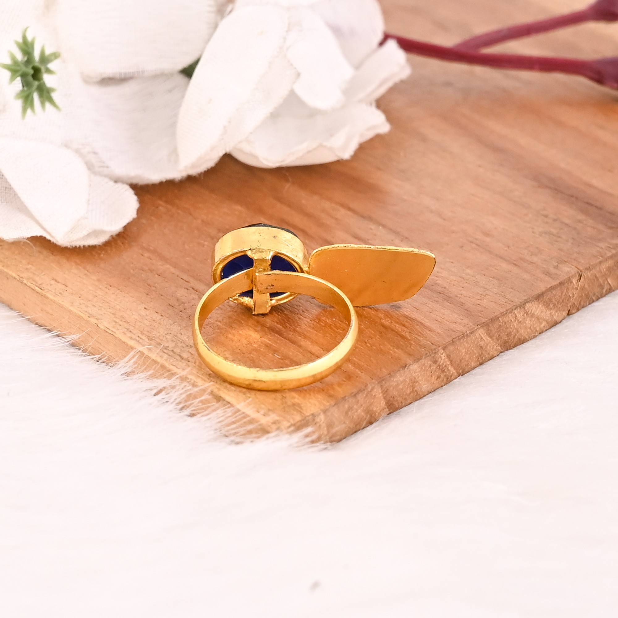 Elegant Designer Ink Blue Hydro Stone Ring Handmade Gemstone Jewelry for Women