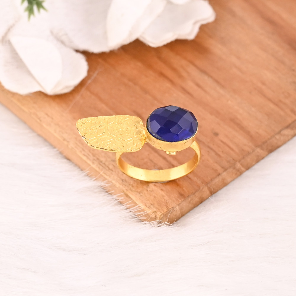 Image of Elegant Designer Ink Blue Hydro Stone Ring Handmade Gemstone Jewelry for Women