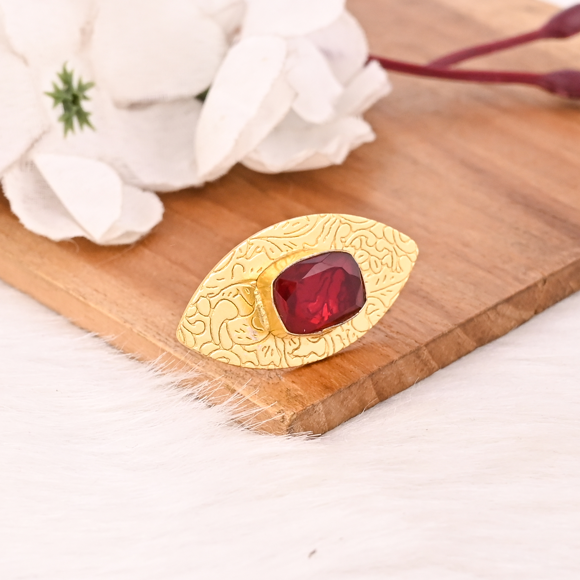 Garnet Hydro Ring Handmade Adjustable Fashion Jewelry for Women