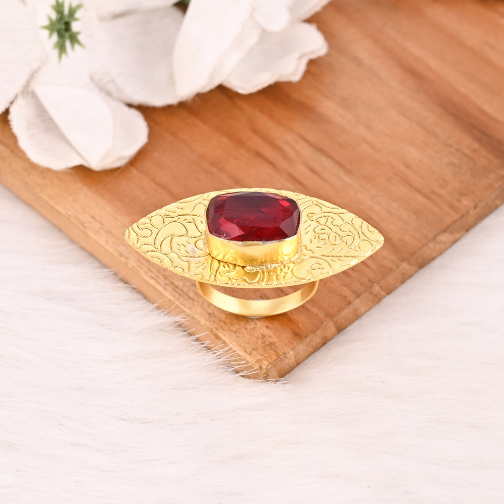 Image of Garnet Hydro Ring Handmade Adjustable Fashion Jewelry for Women