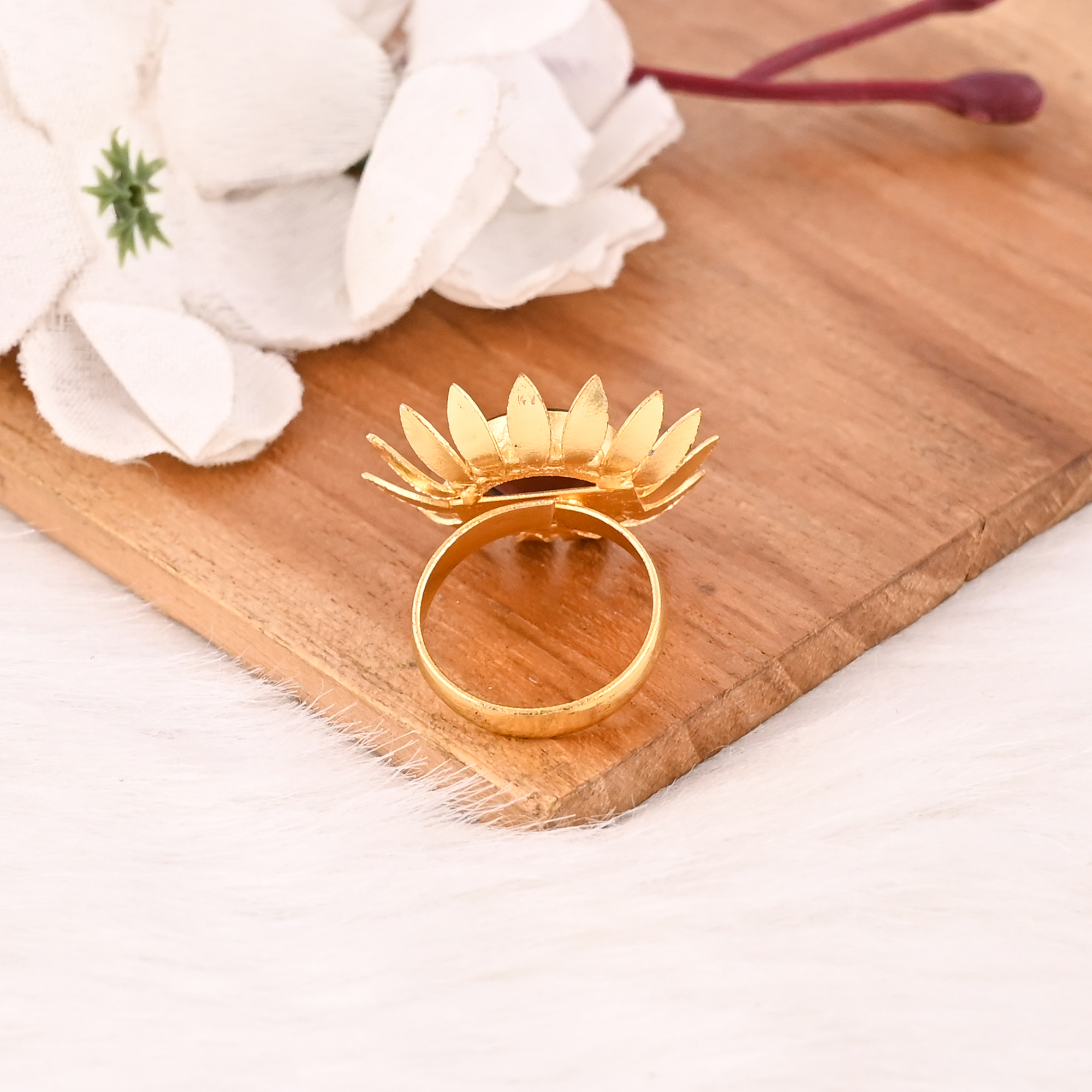 Vintage Style Pink Amethyst Gemstone Floral Ring Adjustable Fashion Jewelry for Women