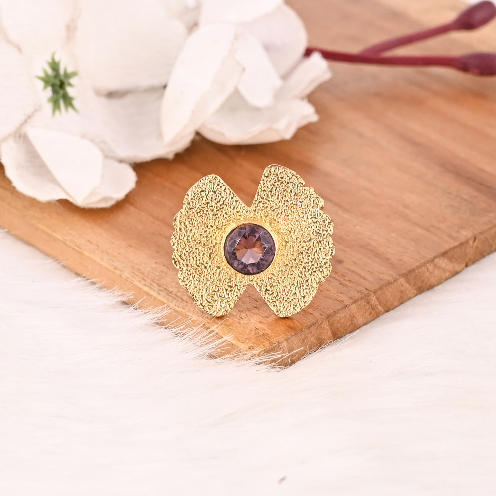 Image of Purple Amethyst Hydro Ring for Women Gold Plated Adjustable Fashion Jewelry
