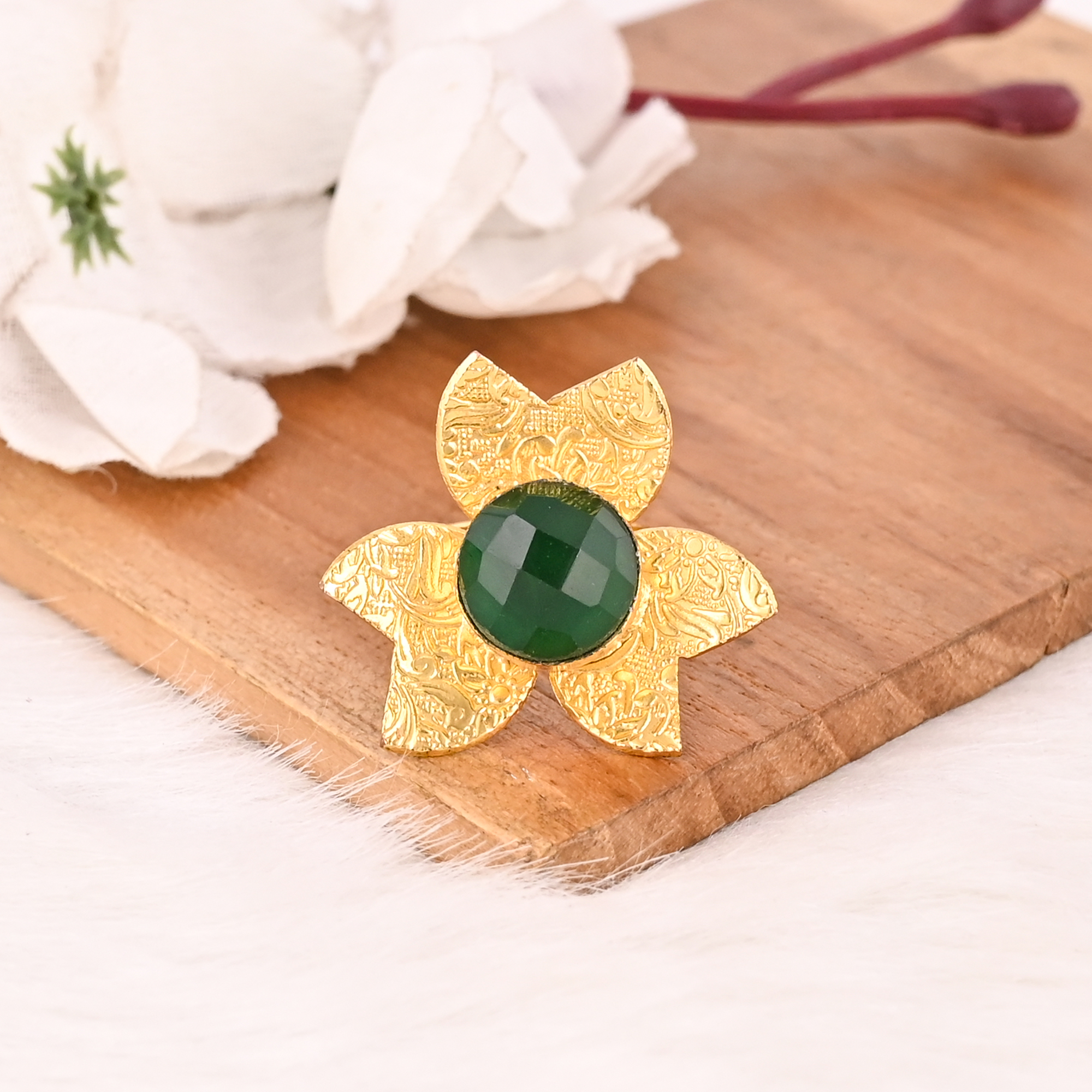 Classic Adjustable Green Hydro Stylish Ring Handmade Gemstone Jewelry for Women
