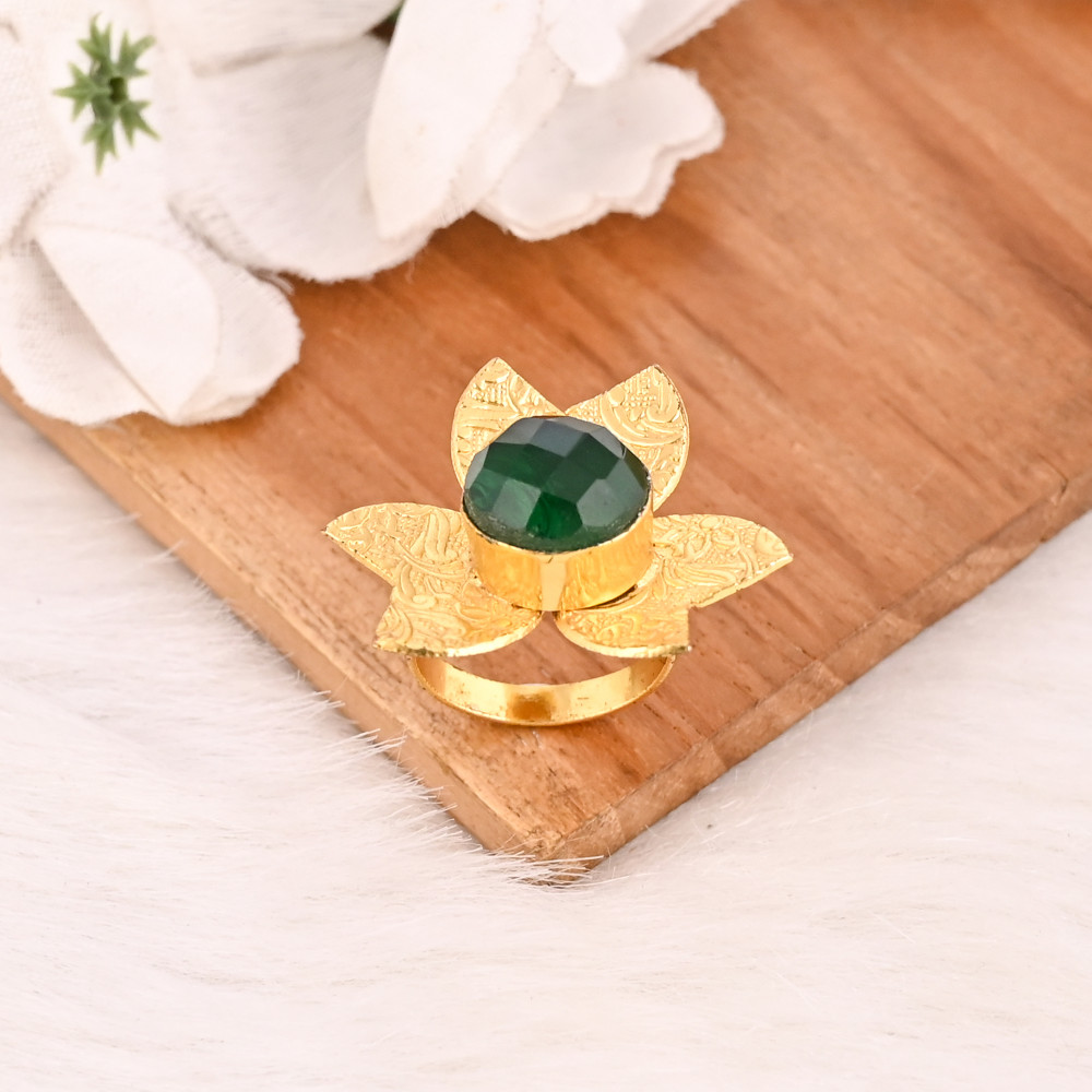 Image of Classic Adjustable Green Hydro Stylish Ring Handmade Gemstone Jewelry for Women
