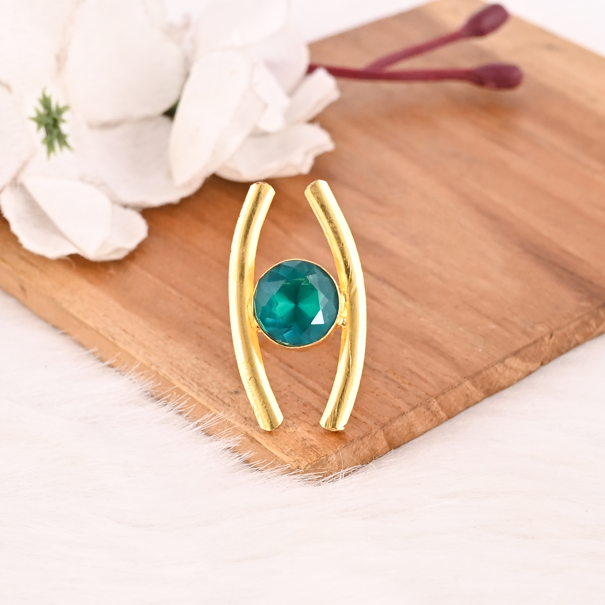 Elegant Apatite Hydro Stone Ring Stylish Gemstone Designer Jewelry for Women