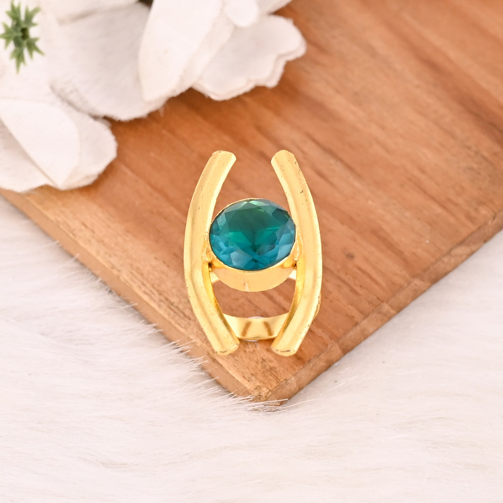 Image of Elegant Apatite Hydro Stone Ring Stylish Gemstone Designer Jewelry for Women