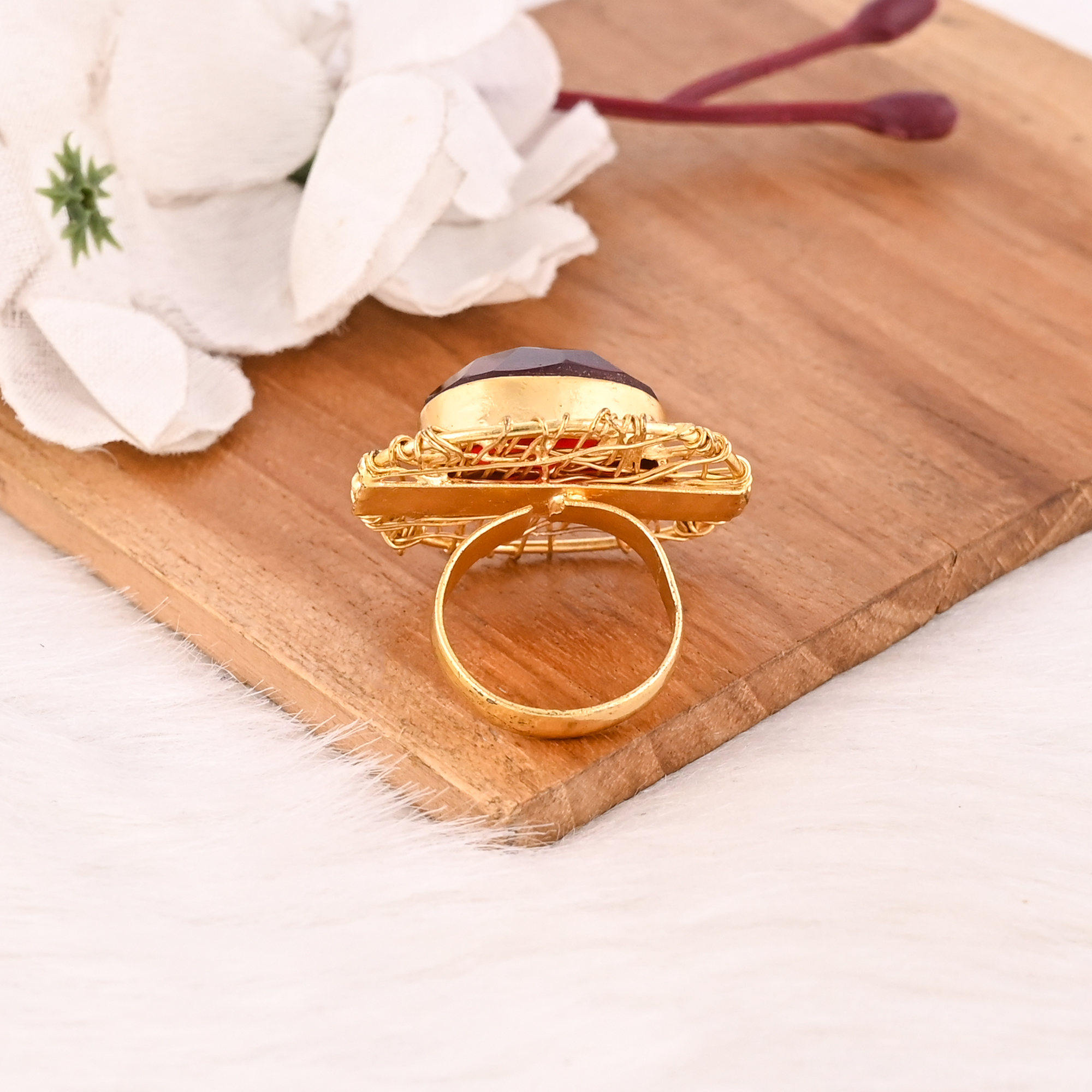 Elegant Garnet Hydro Stone Ring Stylish Designer Jewelry for Women