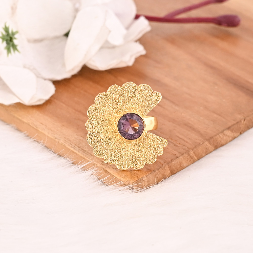 Image of Designer Pink Amethyst Hydro Ring Adjustable Handmade Gemstone Jewelry for Women