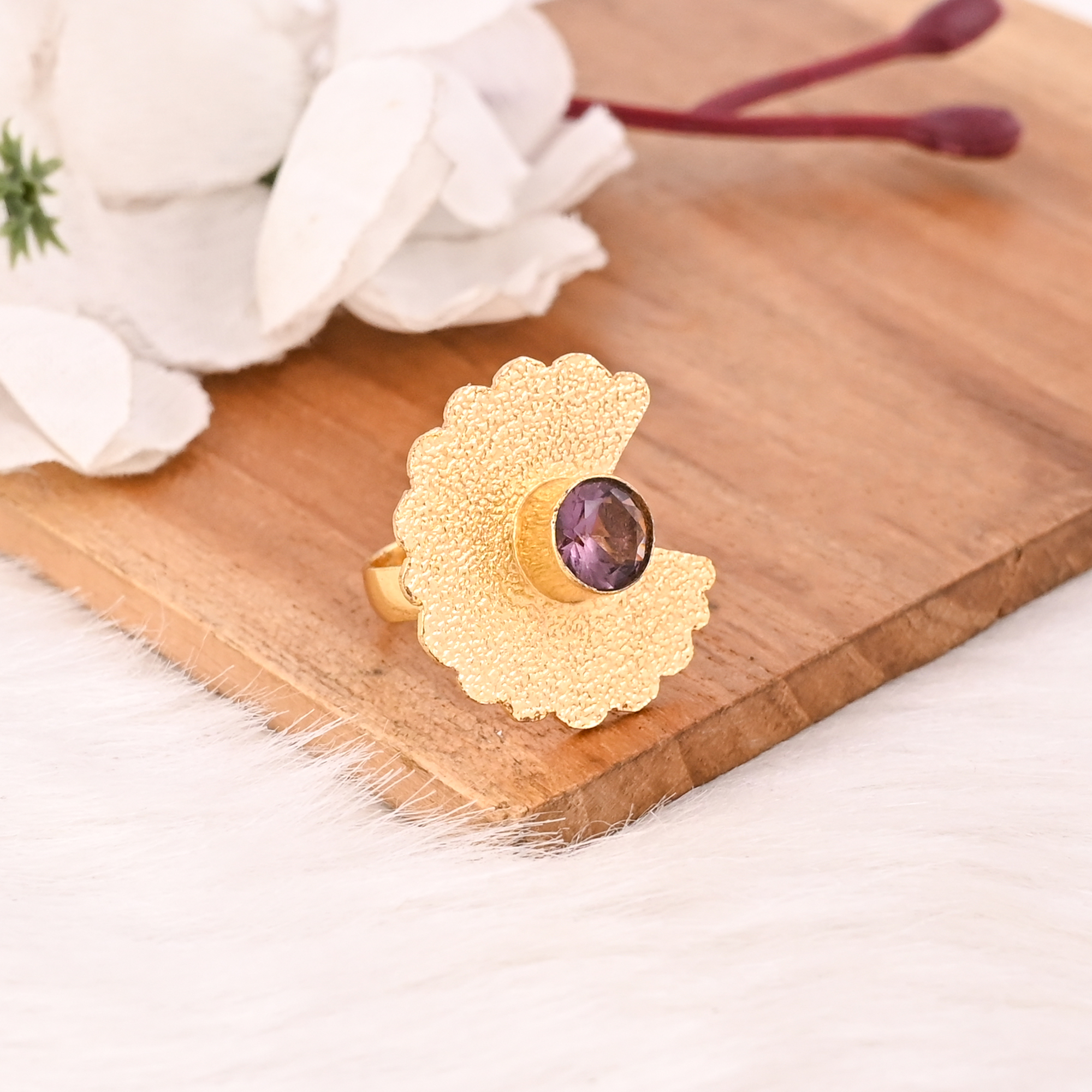 Designer Pink Amethyst Hydro Ring Adjustable Handmade Gemstone Jewelry for Women