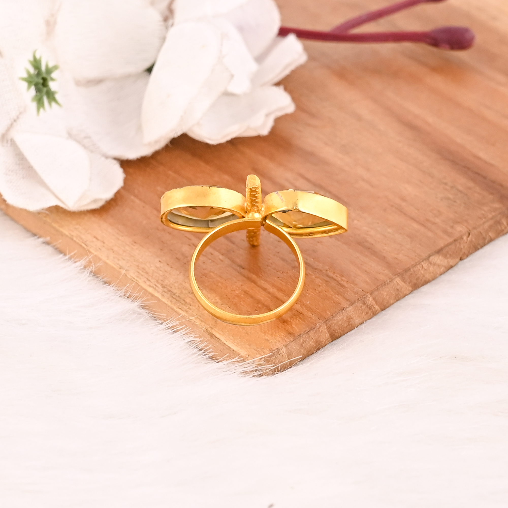 Elegant Citrine Hydro Brass Adjustable Ring Handmade Gemstone Jewelry for Women