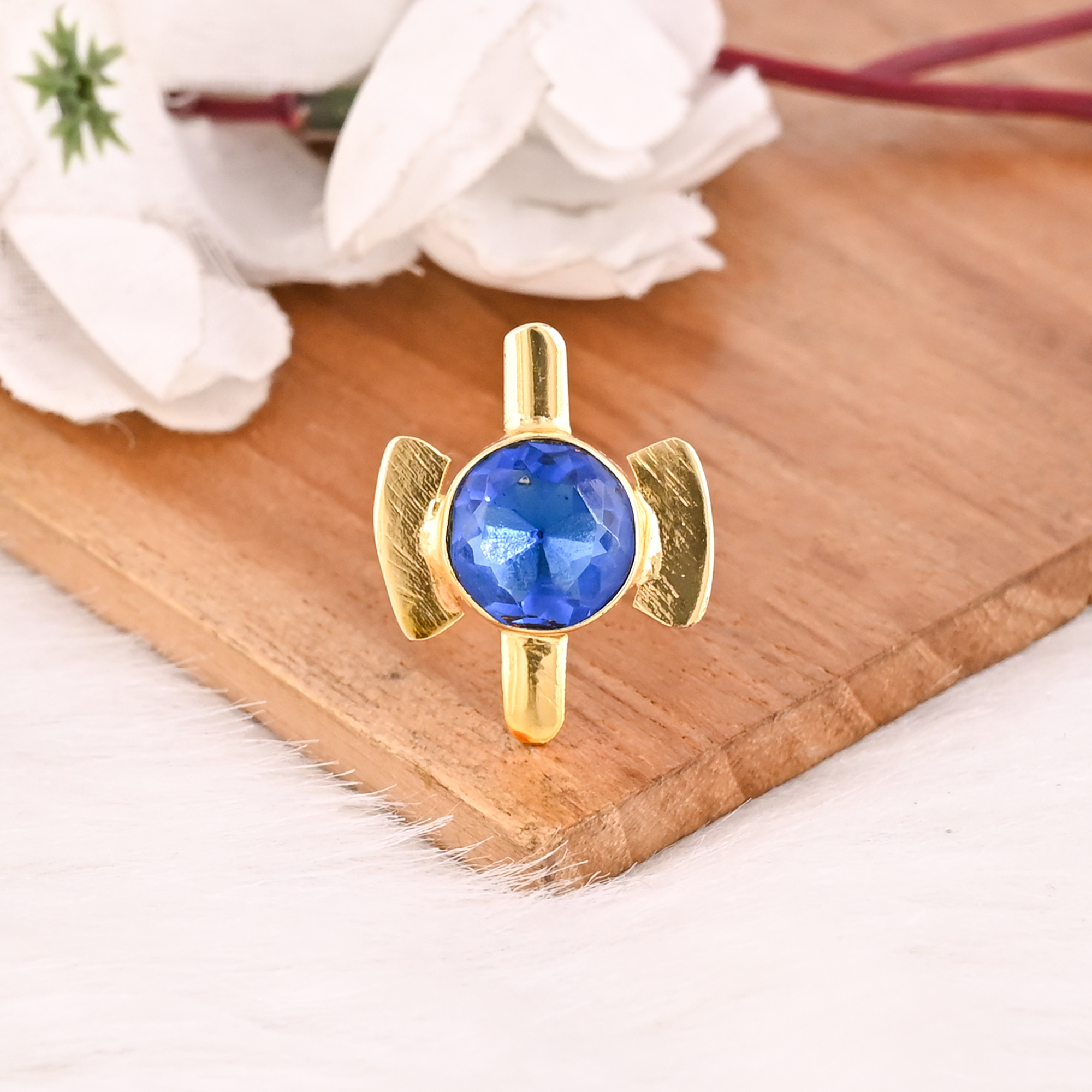 Elegant Ink Blue Hydro Gemstone Ring Handmade Fashion Jewelry for Women