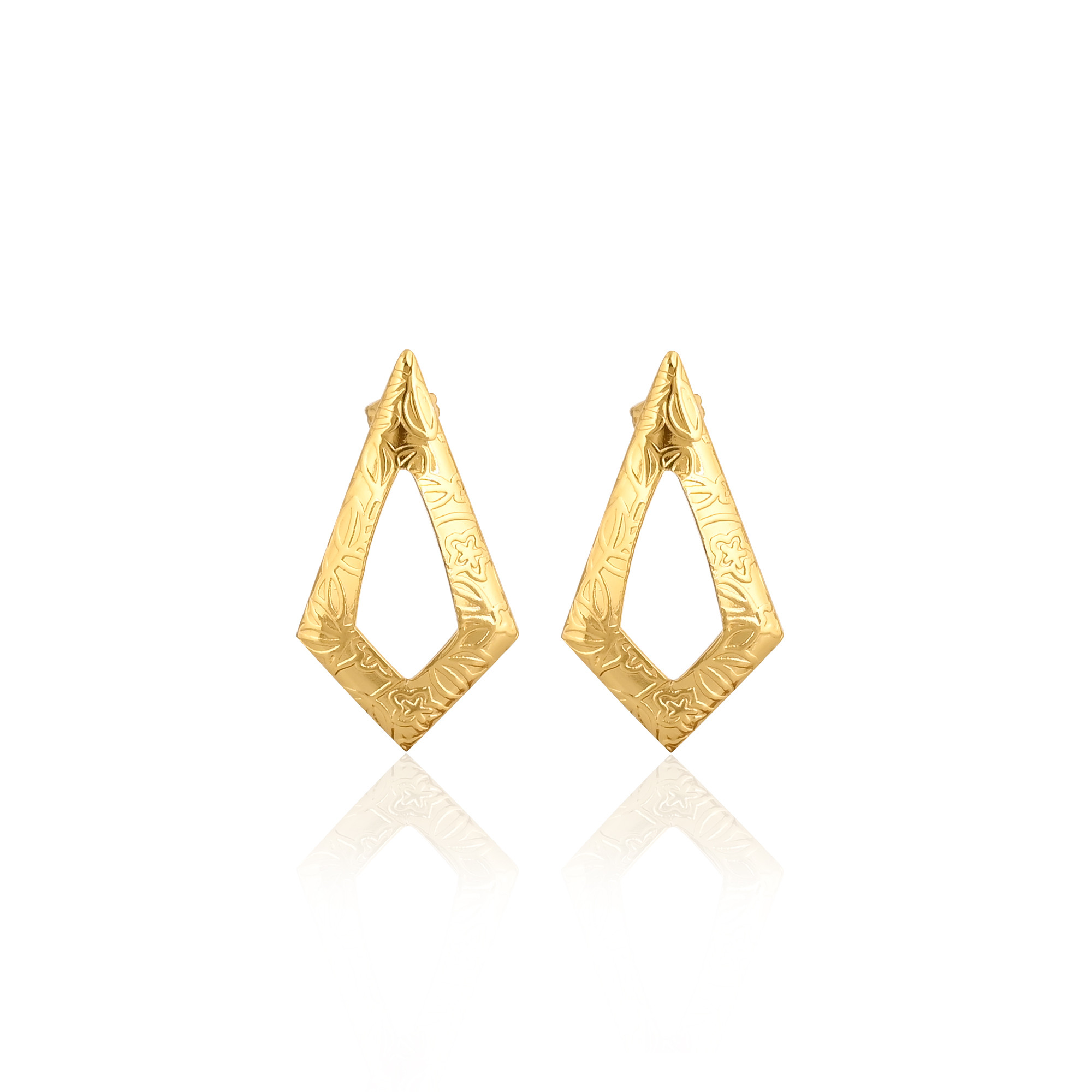 Brass Yellow Gold Plated Kite Shape Designer Stud Earring Unique Gift Jewelry Wholesale Lot 25 Pairs
