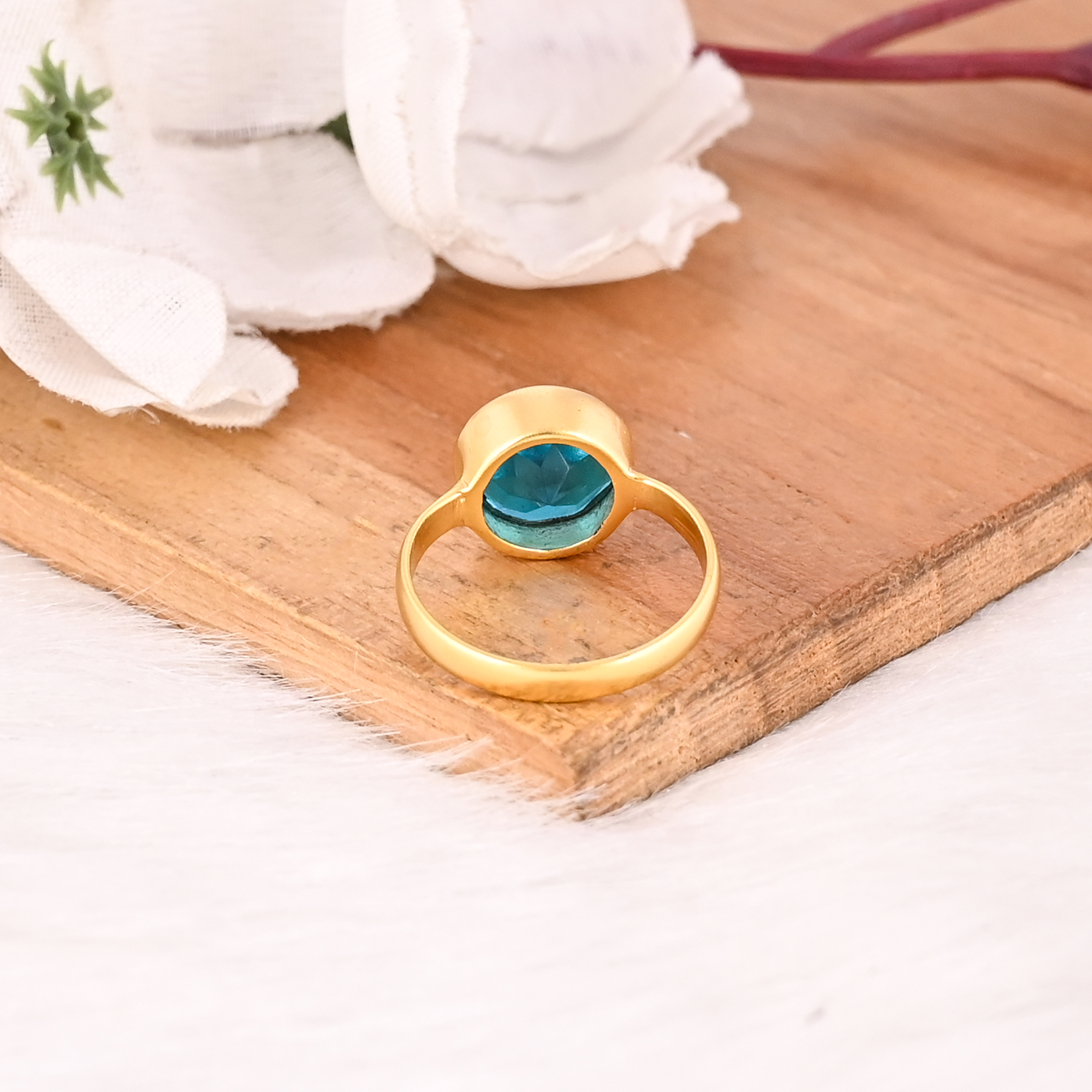 Blue Topaz Hydro Adjustable Ring Handmade Gemstone Jewelry for Women