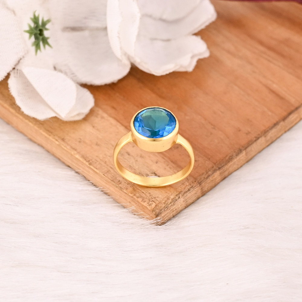 Image of Blue Topaz Hydro Adjustable Ring Handmade Gemstone Jewelry for Women