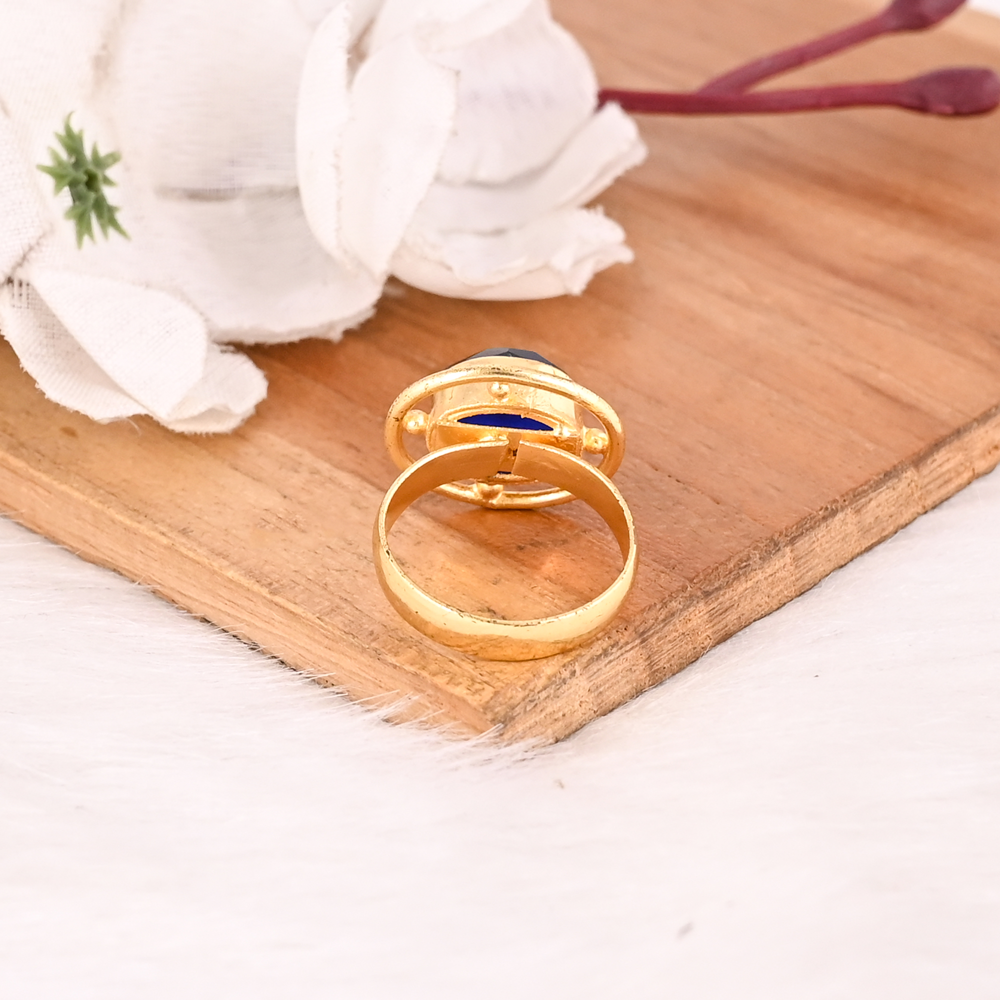 Elegant Designer Ink Blue Hydro Stone Ring Handmade Gemstone Jewelry for Women