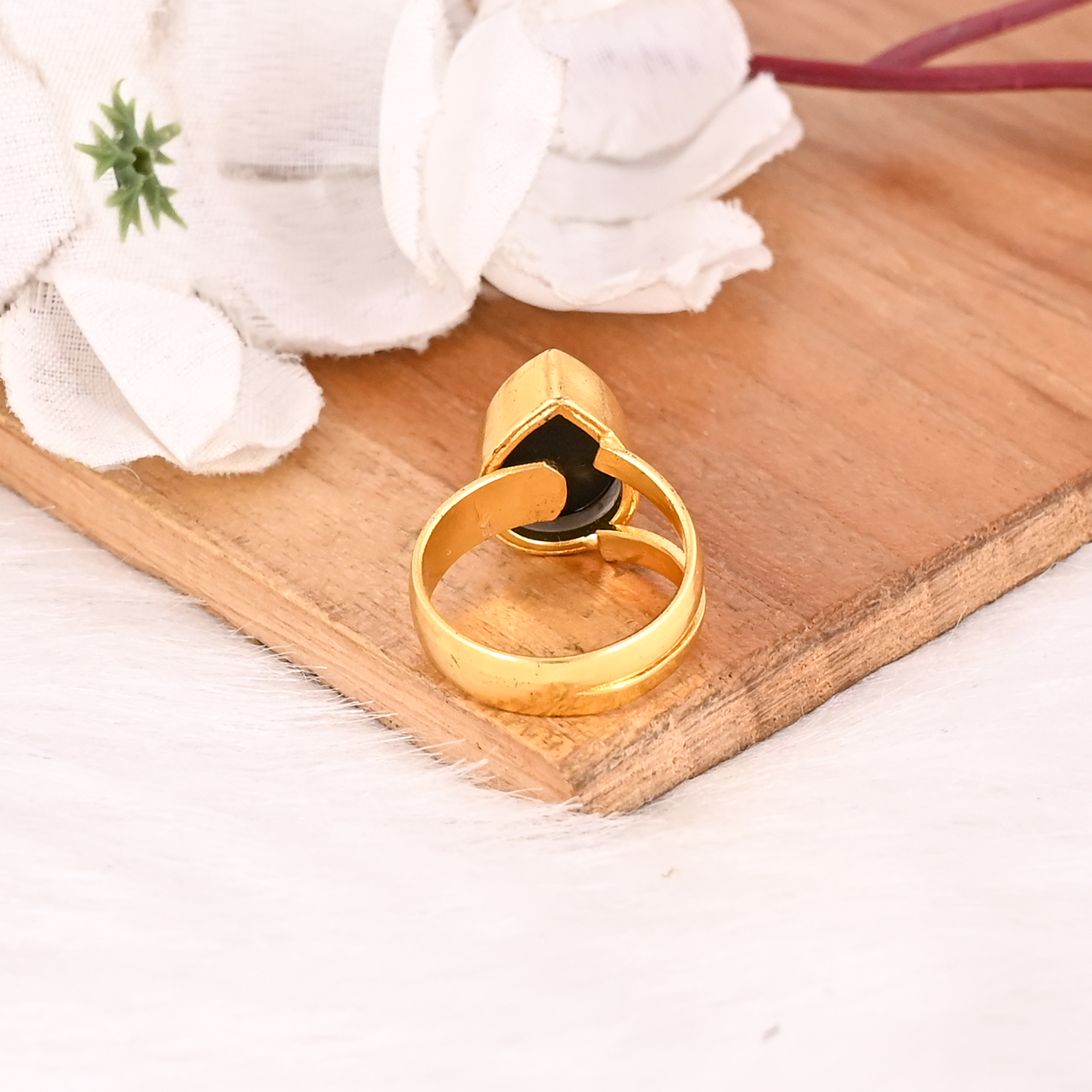 Black Onyx Ring Handmade Adjustable Stylish Brass Jewelry for Women