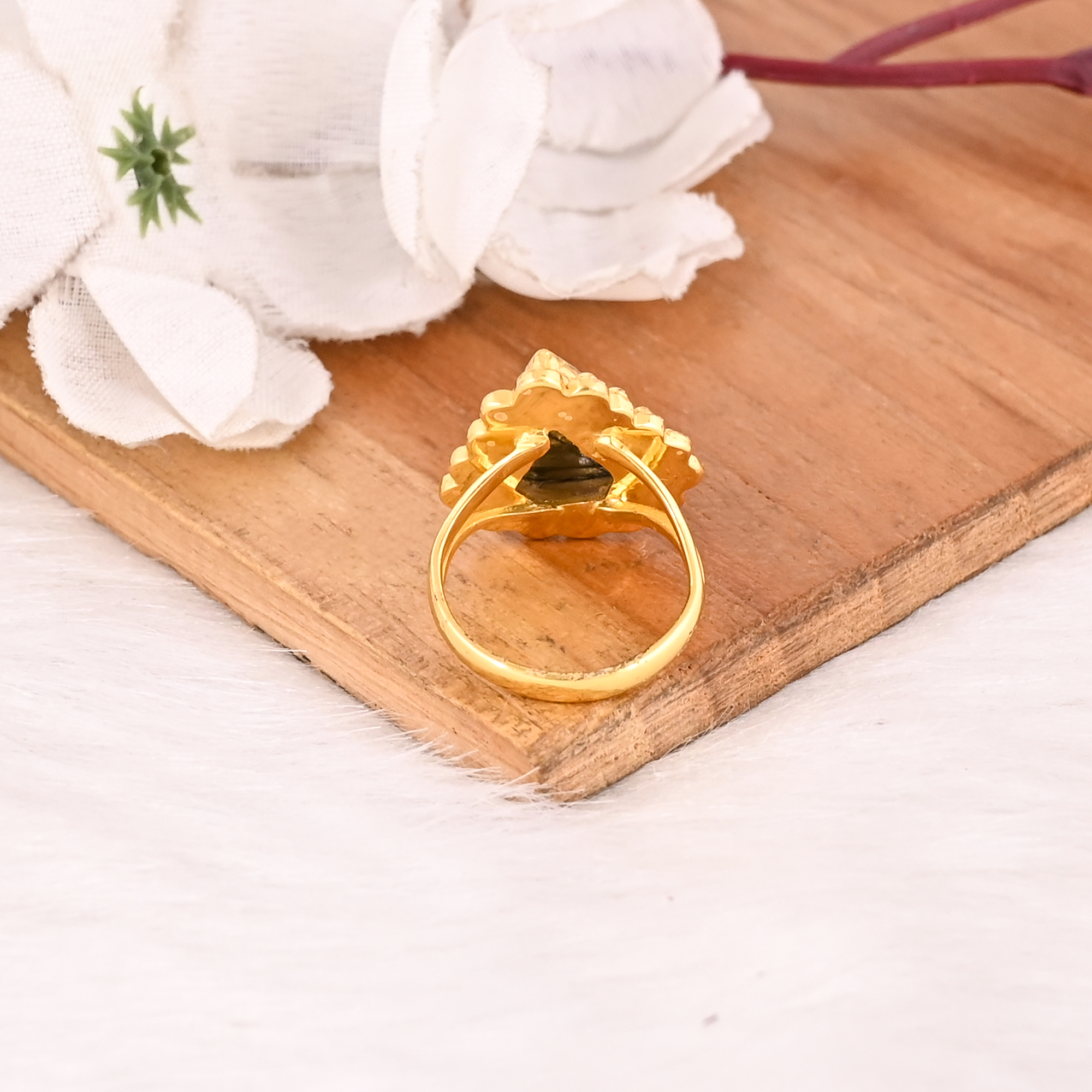 Stylish Pyrite  Crystal Doublet Gemstone Ring Handmade Fashion Jewelry for Women