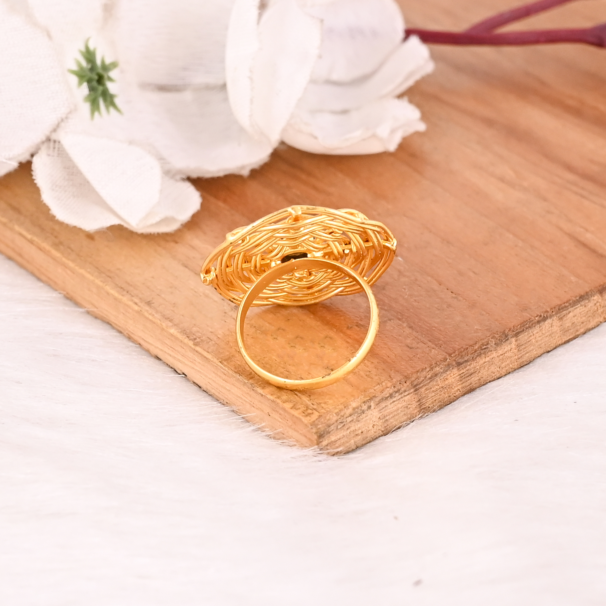 Natural Lapis Lazuli Brass Ring Gold Plated Handmade Fashion Jewelry for Women