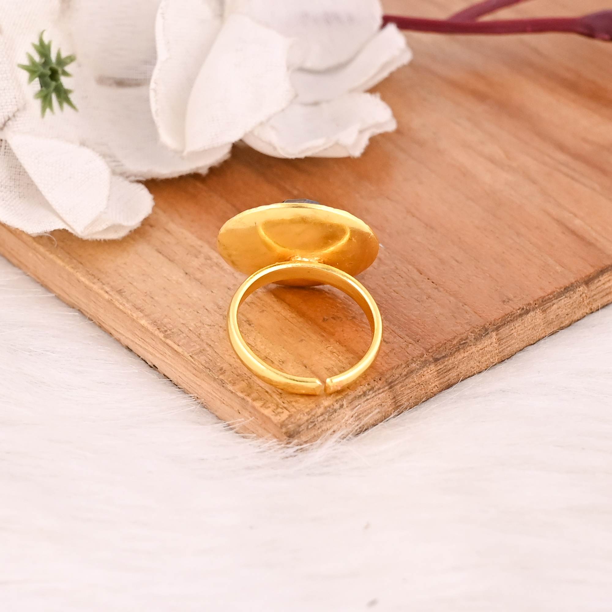 Vintage Style Purple Amethyst Hydro Ring Gold Plated Brass Gemstone Rings Stylish Jewelry for Women