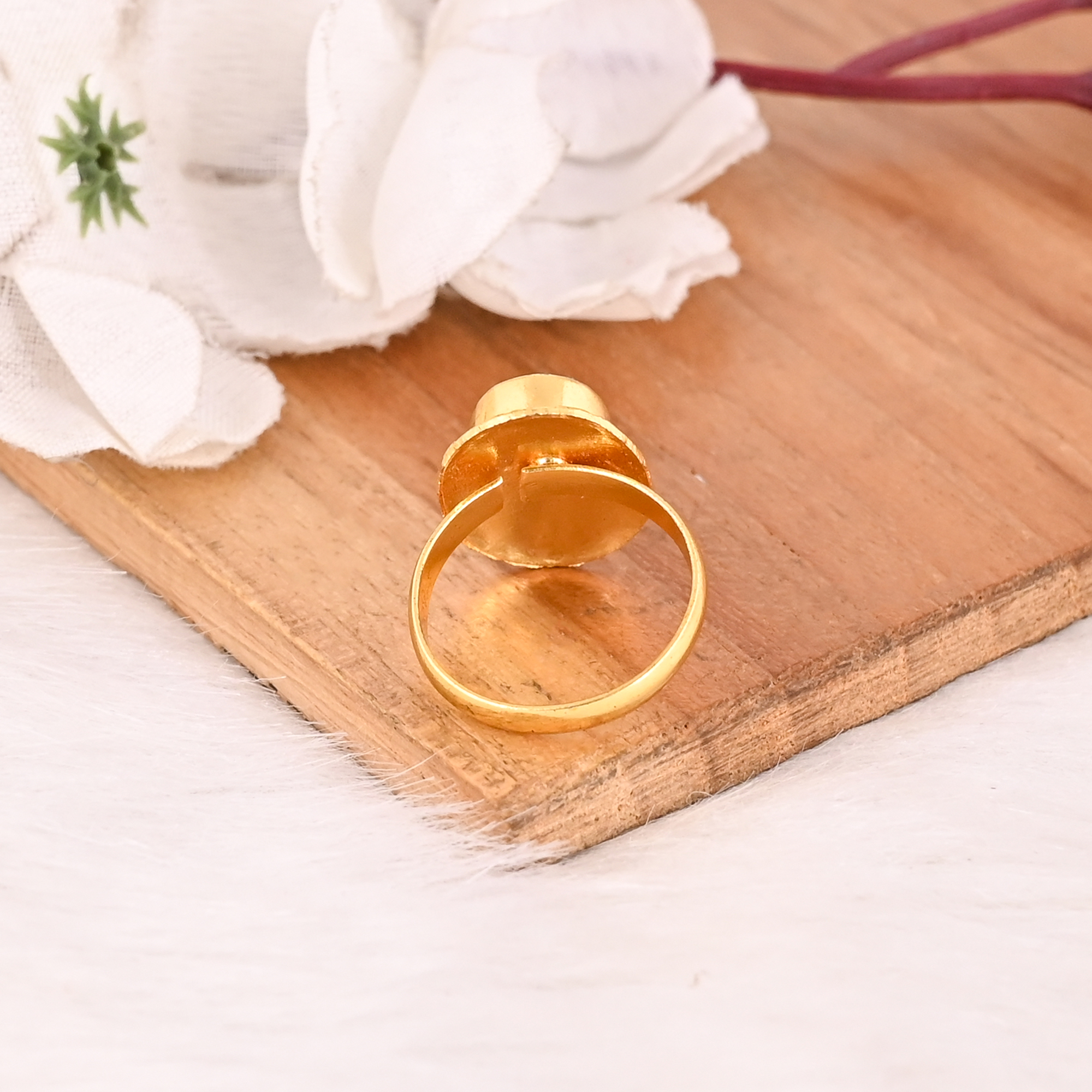 Elegant Hydro Citrine Adjustable Ring Handmade Gold Plated Brass Gemstone Jewelry for Women