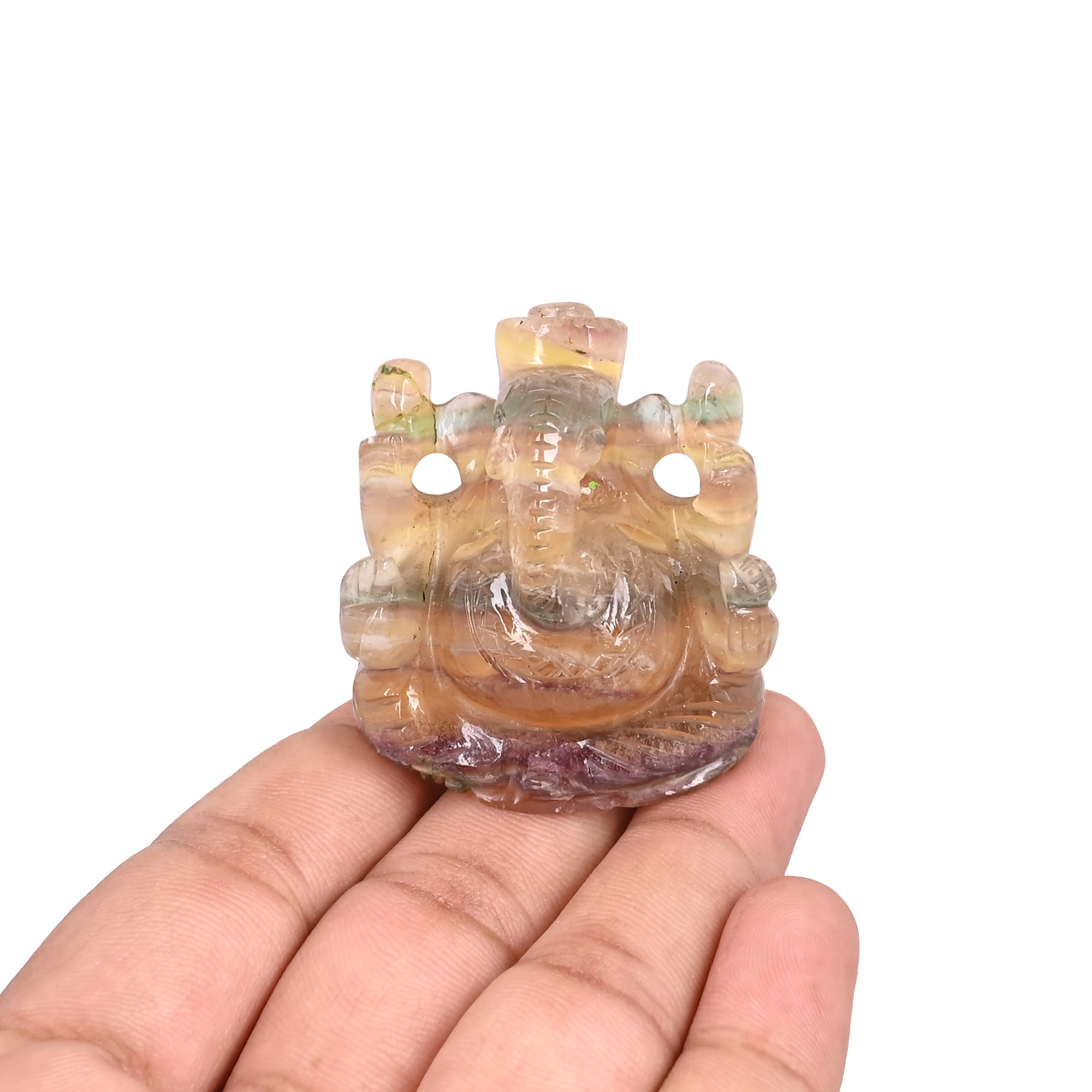 Natural Multi Fluorite Gemstone 3645 cts Ganesha Carving Handcrafted Unique Stone