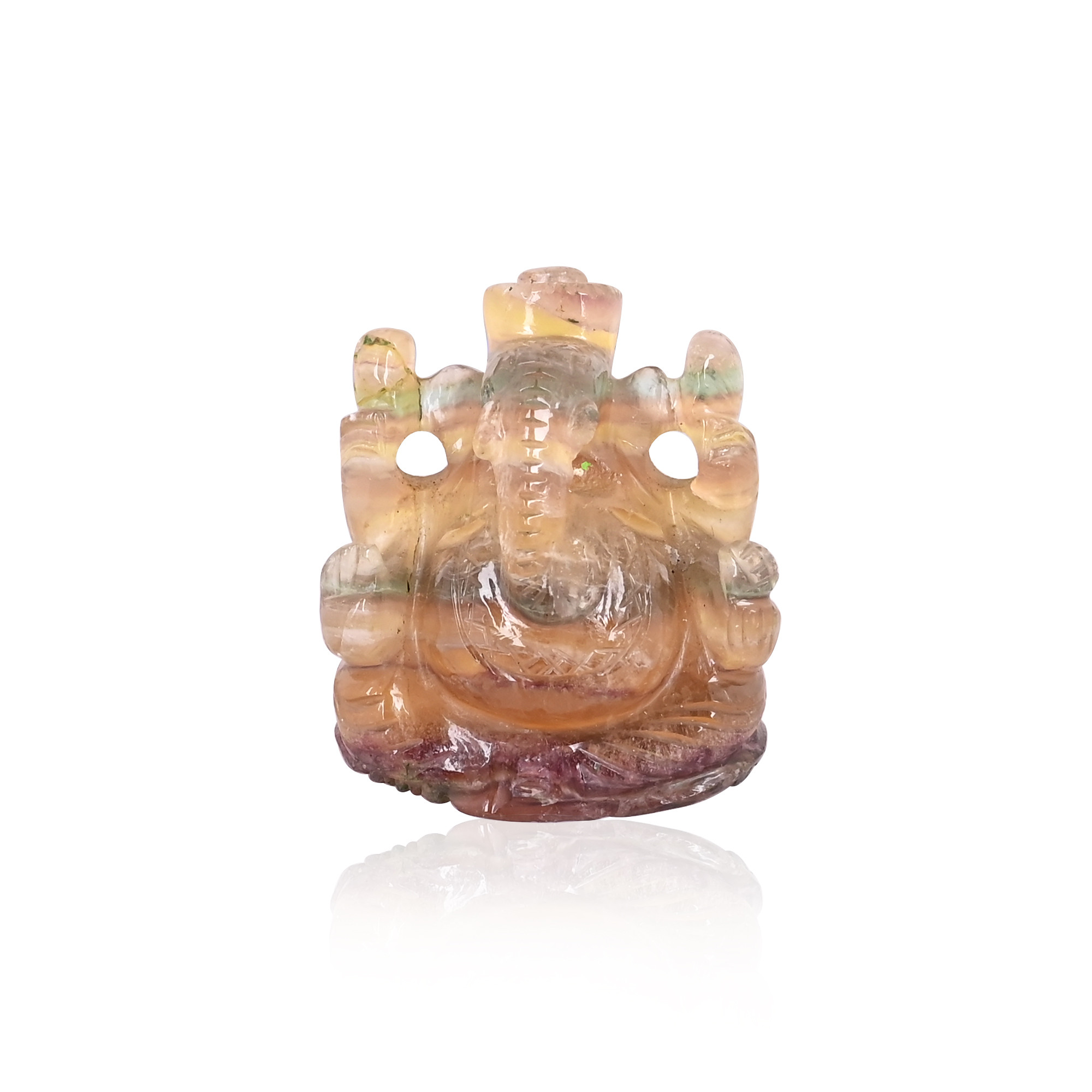 Natural Multi Fluorite Gemstone 3645 cts Ganesha Carving Handcrafted Unique Stone