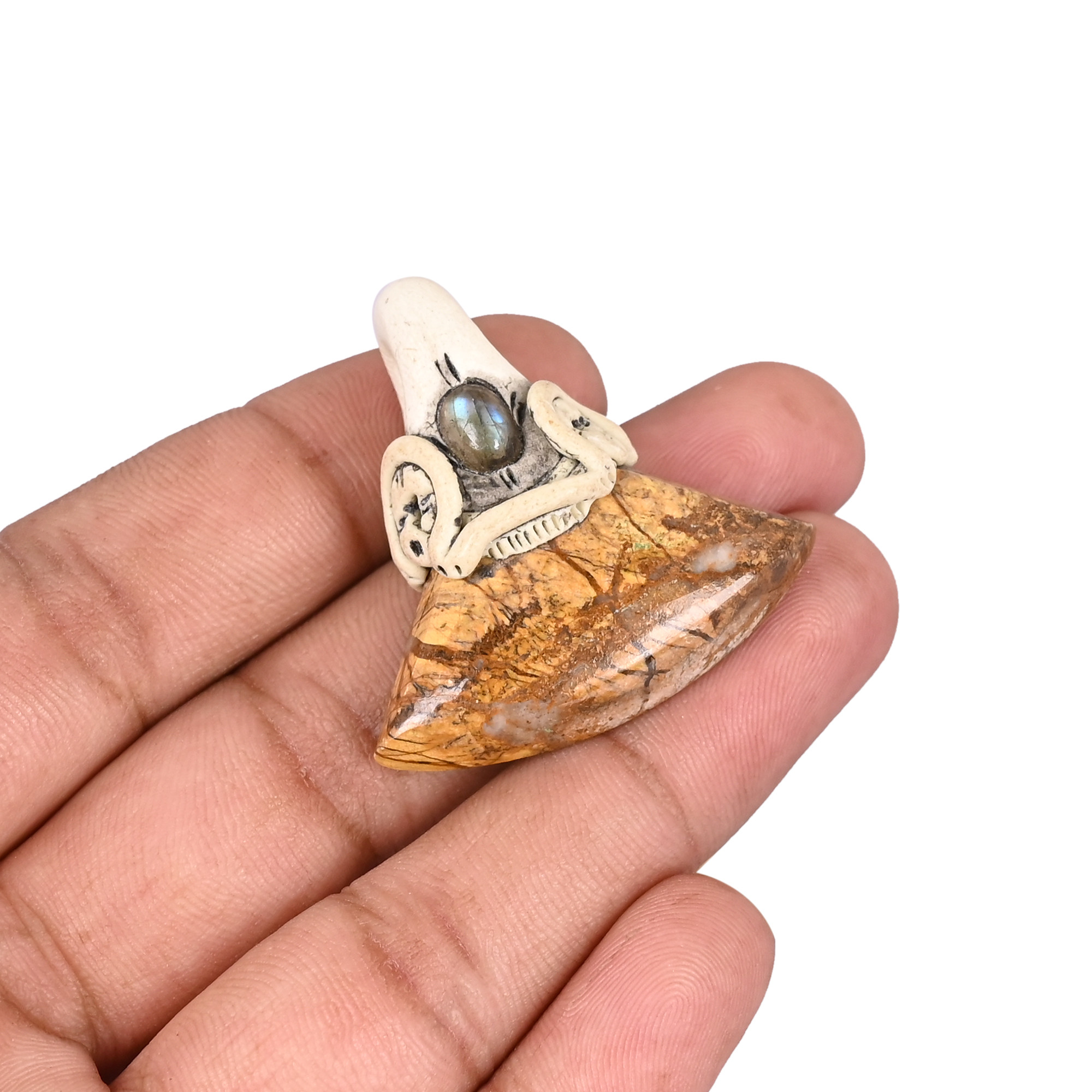 Clay Work Jasper Gemstone Handcrafted Stone Jewelry Jewelry Making Pendant Necklace Boho Jewelry