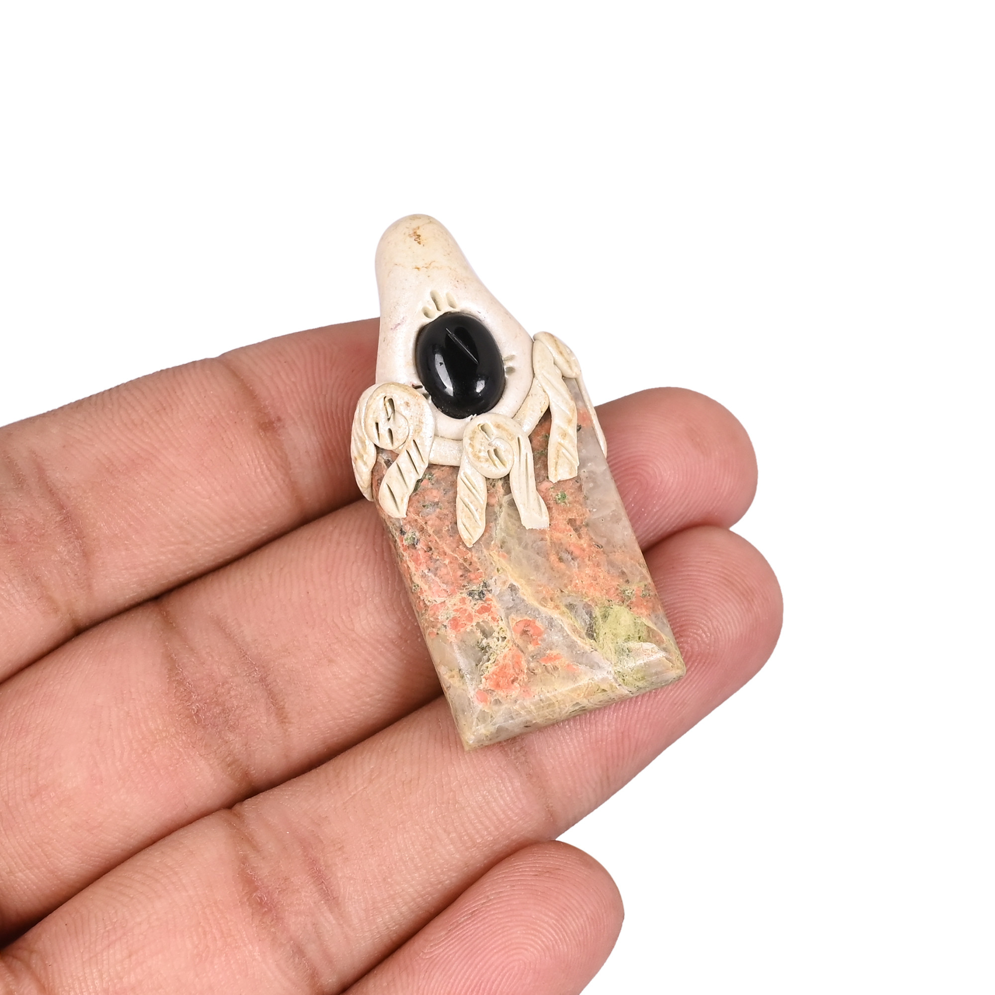 Clay Work Jasper Gemstone Stone Jewelry Boho Jewelry Making Pendant Necklace