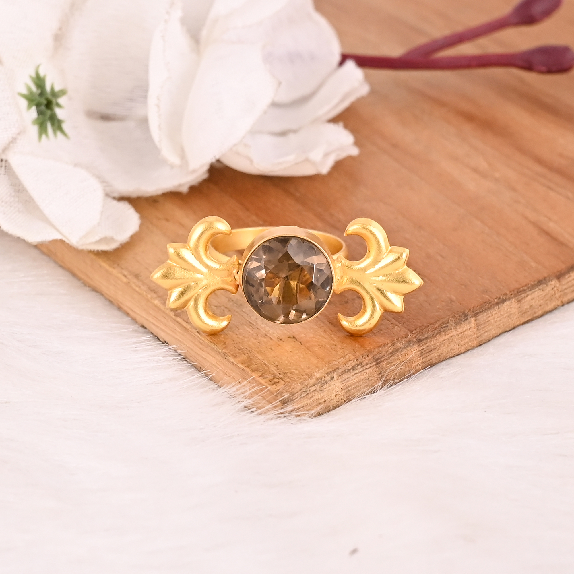 Smoky Hydro Fashion Ring Handmade Gemstone Jewelry for Women