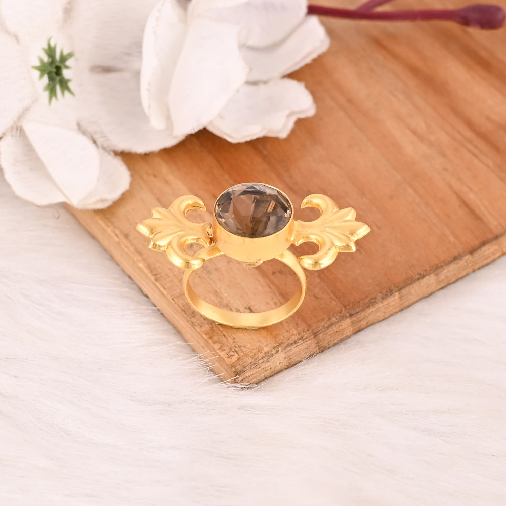 Image of Smoky Hydro Fashion Ring Handmade Gemstone Jewelry for Women