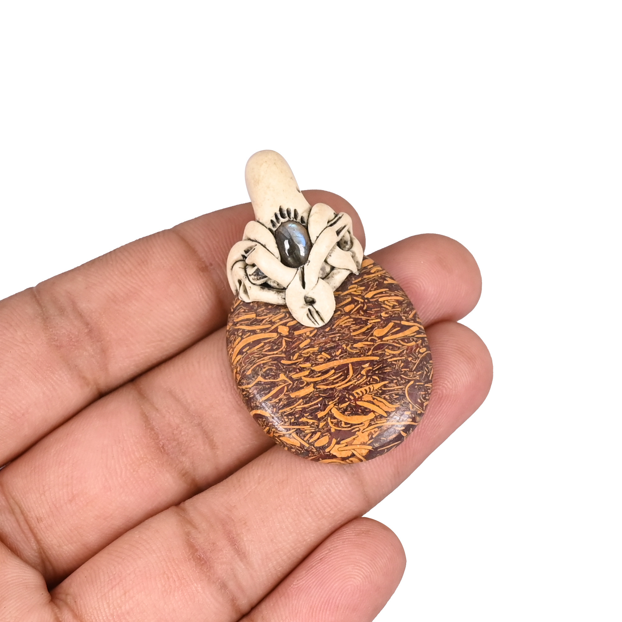 Clay Work Jasper Gemstone Jewelry Making Pendant Necklace Unique Stone For Jewelry