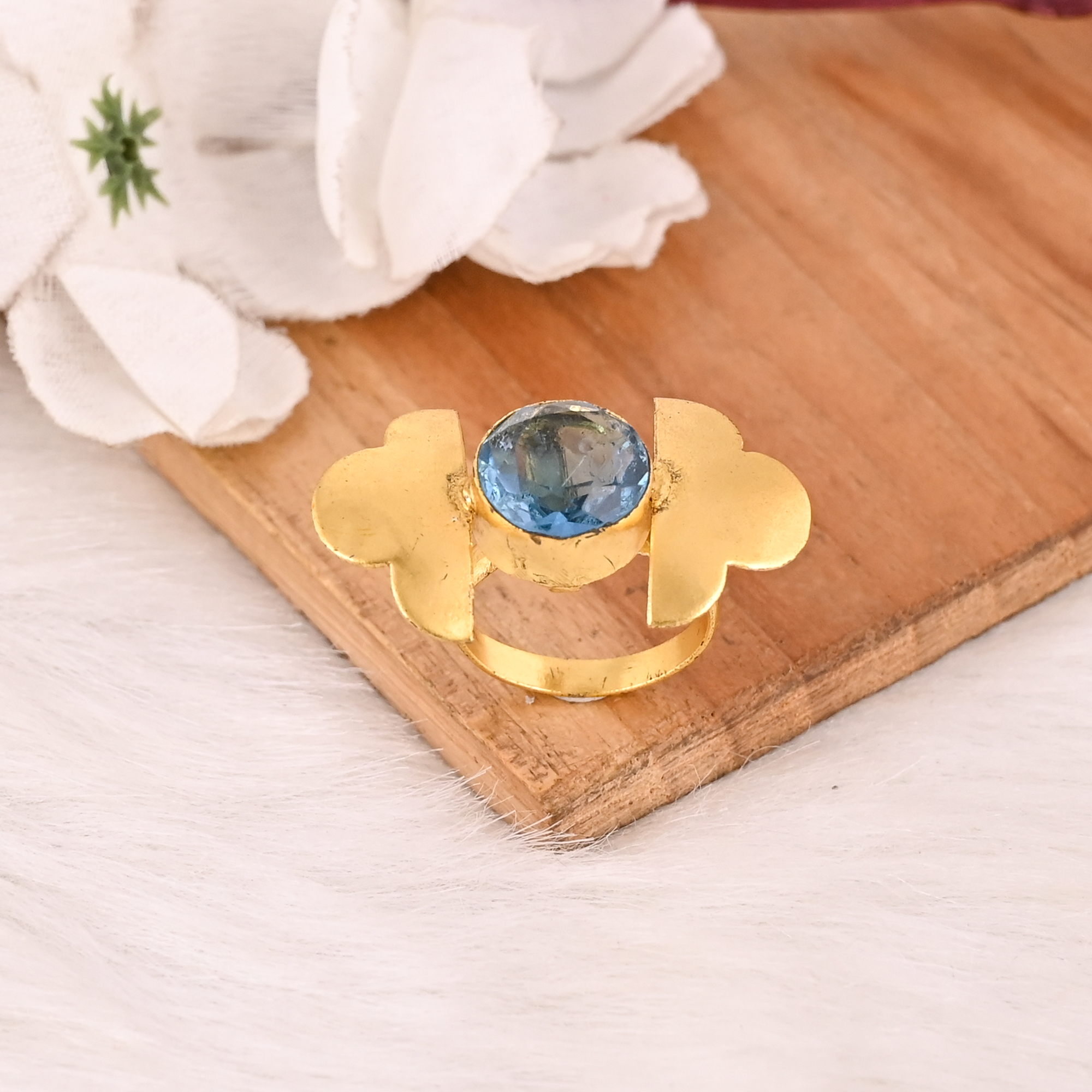 Blue Topaz Hydro Adjustable Ring Handmade Gemstone Jewelry for Women