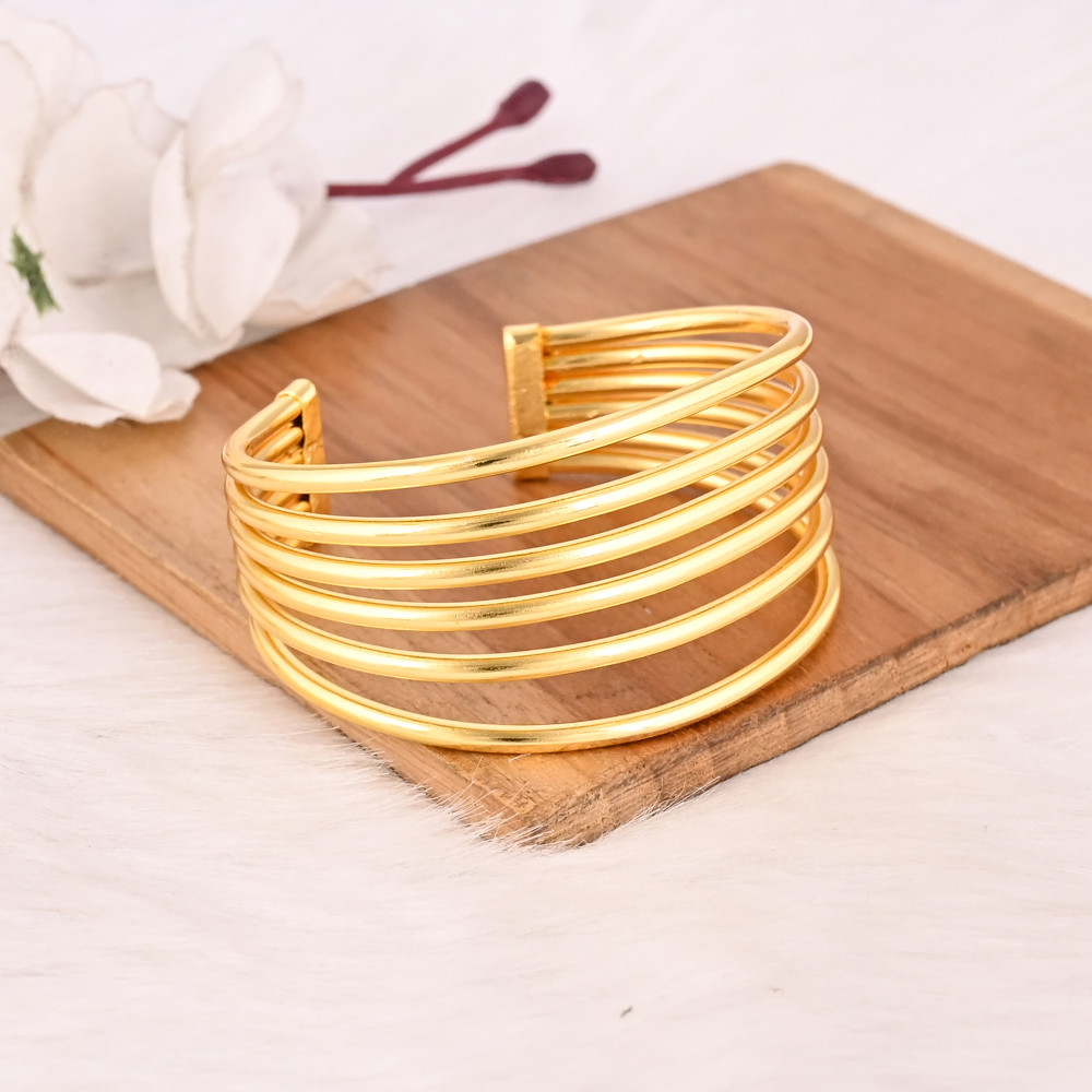 Image of Fashionable Brass Jewelry Stylish Gold Plated Adjustable Bracelet for Women &amp; Girls