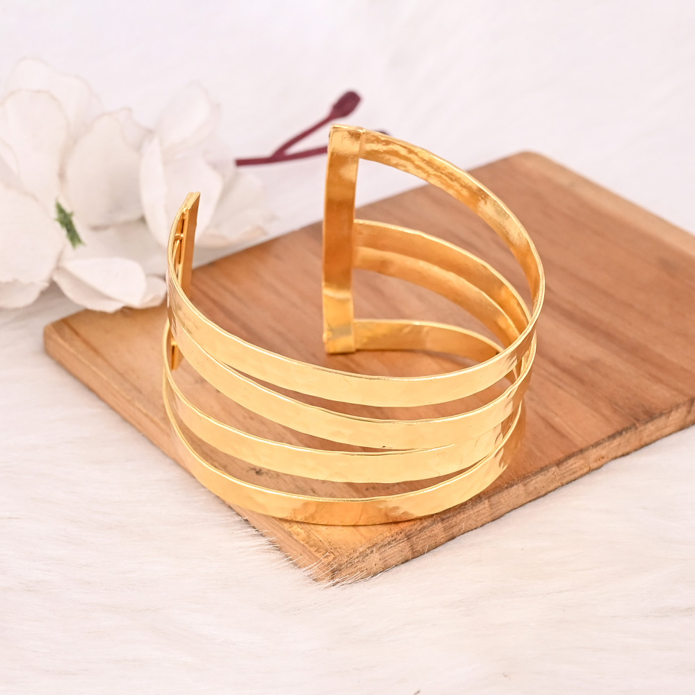 Image of Elegant Multi Layer Gold Plated Adjustable Brass Bracelet Fashion Cuff Bangle for Women