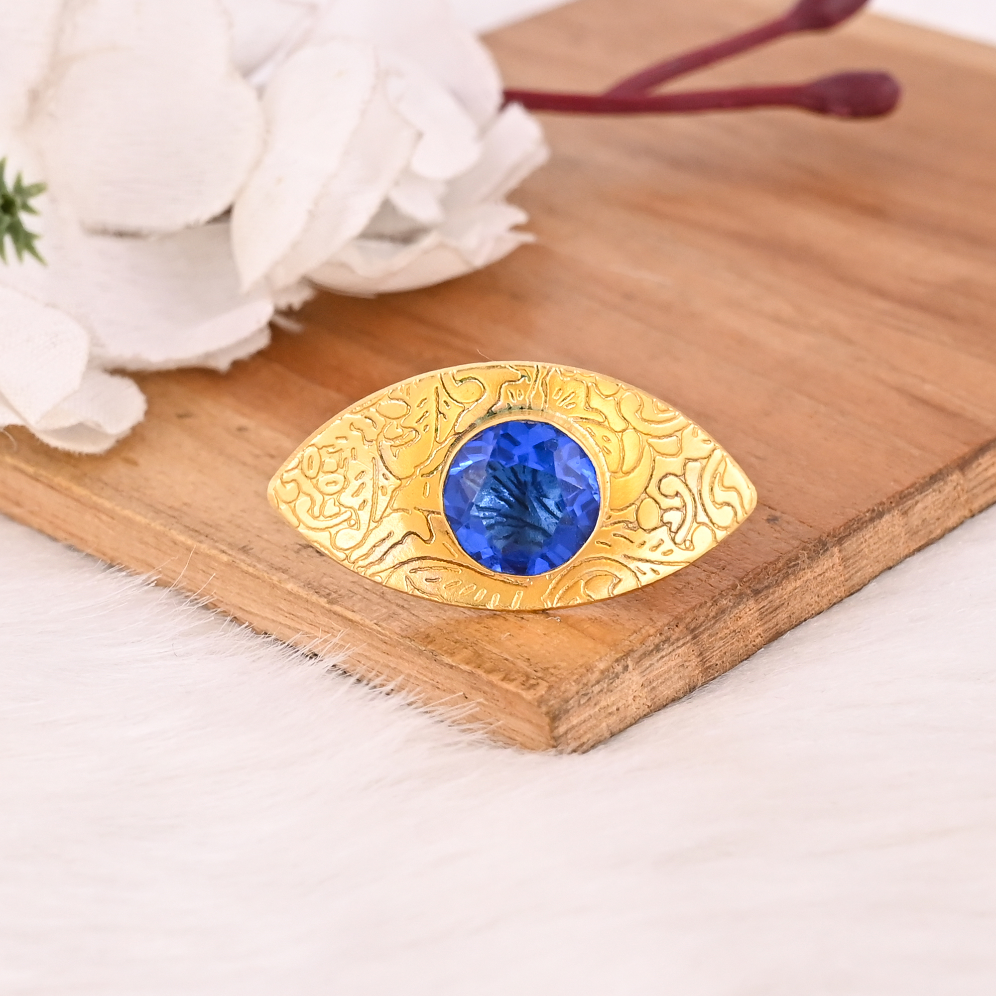 Elegant Designer Blue Hydro Stone Ring Handmade Gemstone Jewelry for Women