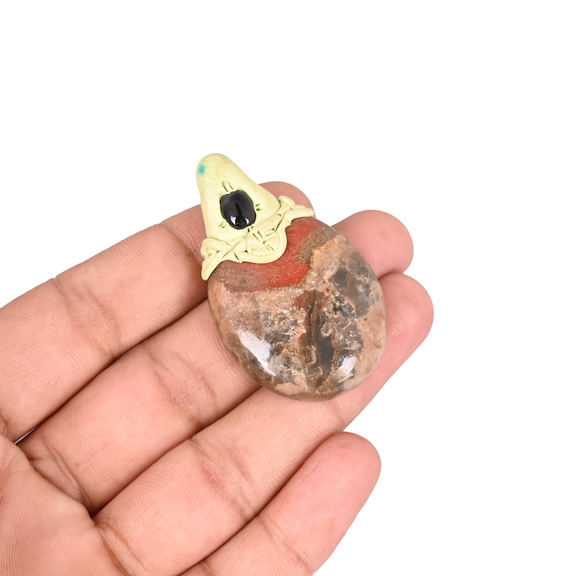 Clay Work Jasper Gemstone Unique Stone Jewelry Jewelry Making Pendant Necklace Gift For Her