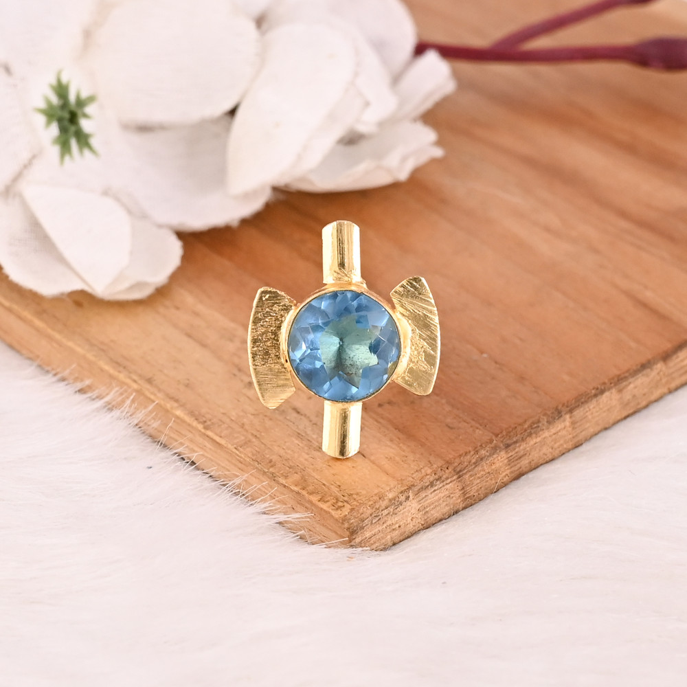 Image of Blue Topaz Hydro Adjustable Ring Handmade Gemstone Jewelry for Women