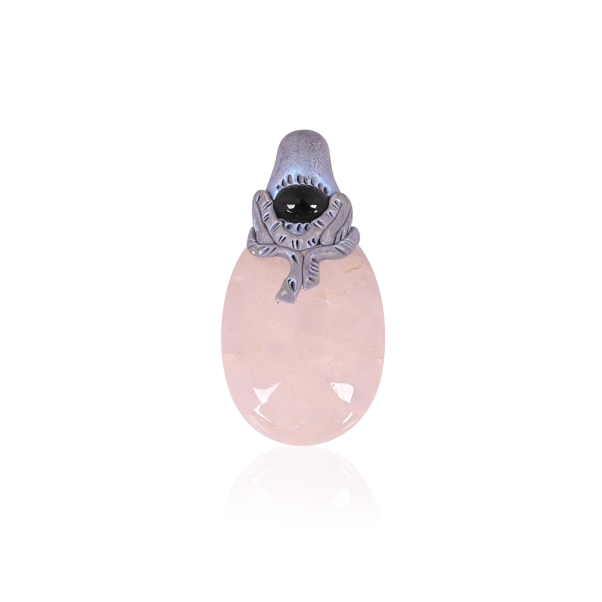 Rose Quartz Oval Gemstone Jewelry Making Pendant Necklace Handmade Stone Jewelry