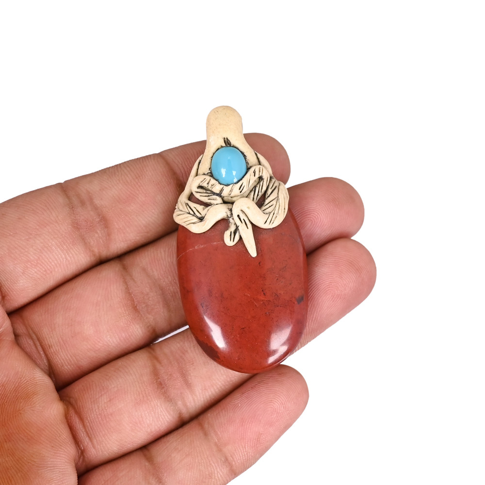 Image of Red Jasper Gemstone Big Oval Stone Jewelry Jewelry Making Pendant Necklace Unique Stone