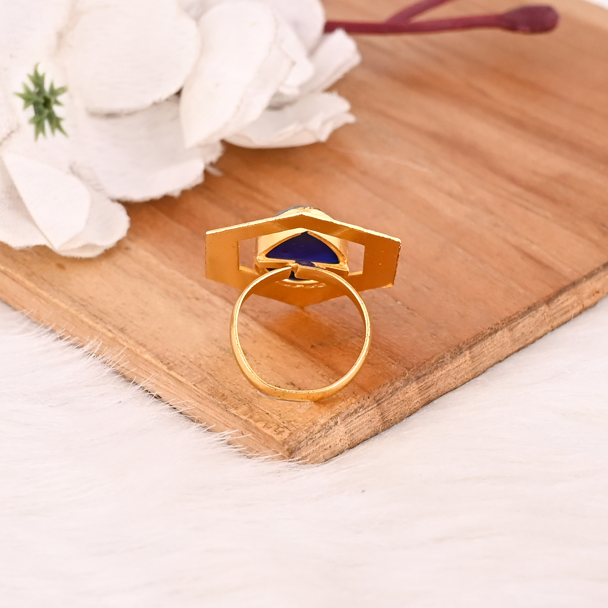 Elegant Designer Ink Blue Hydro Stone Ring Handmade Gemstone Jewelry for Women