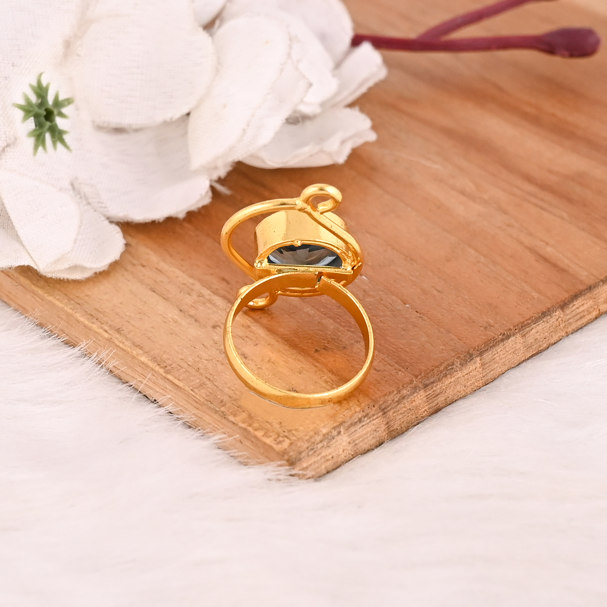 Blue Topaz Hydro Adjustable Ring Handmade Gemstone Jewelry for Women