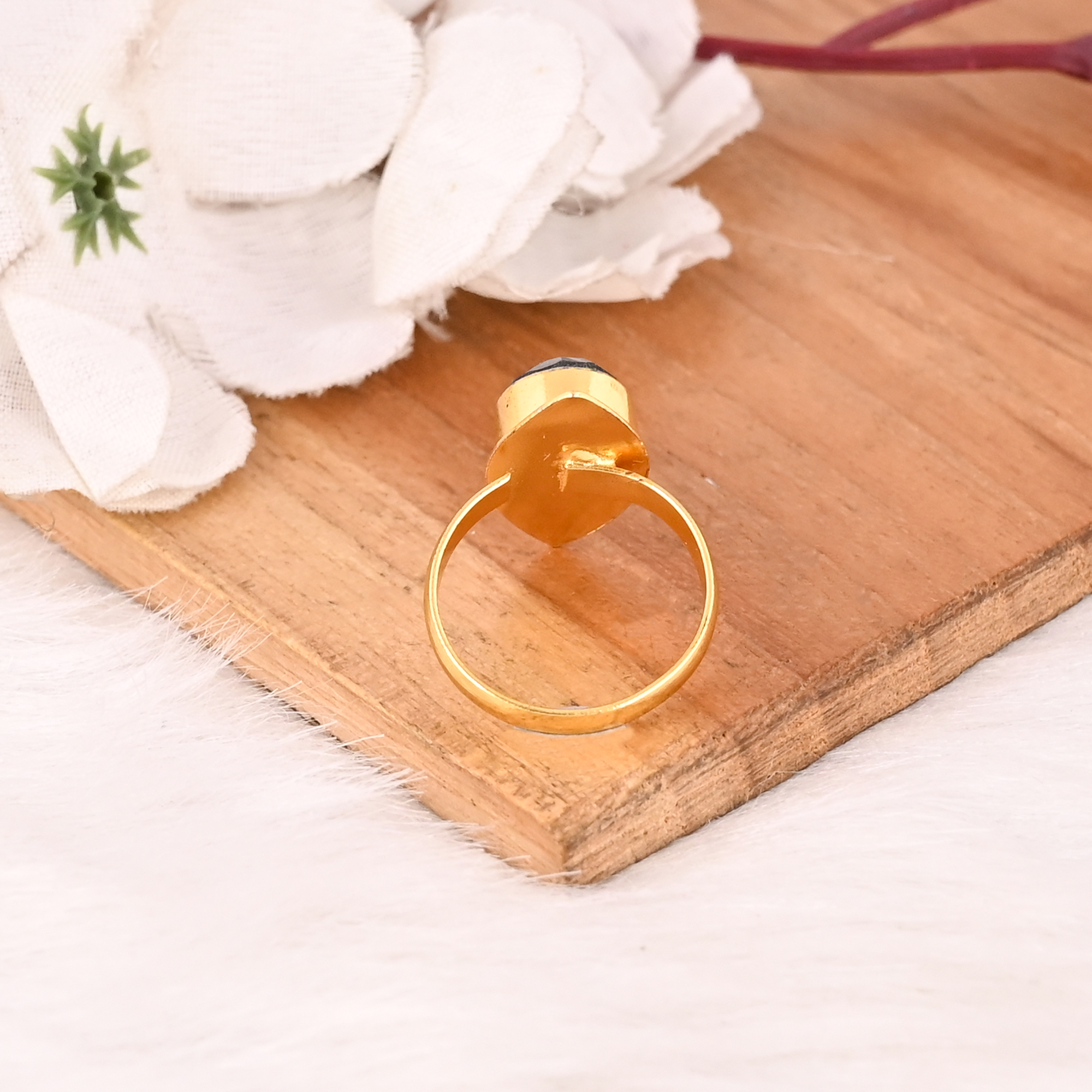Elegant Designer Ink Blue Hydro Stone Ring Handmade Gemstone Jewelry for Women