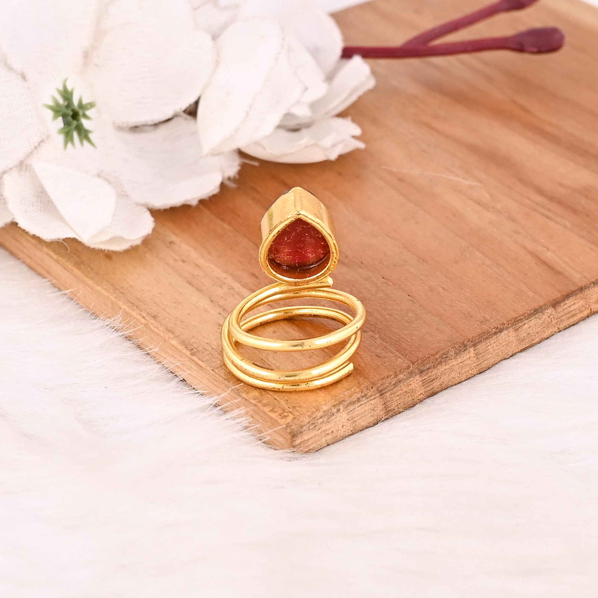 Red Hydro Gemstone Ring Handmade Adjustable Fashion Ring for Women