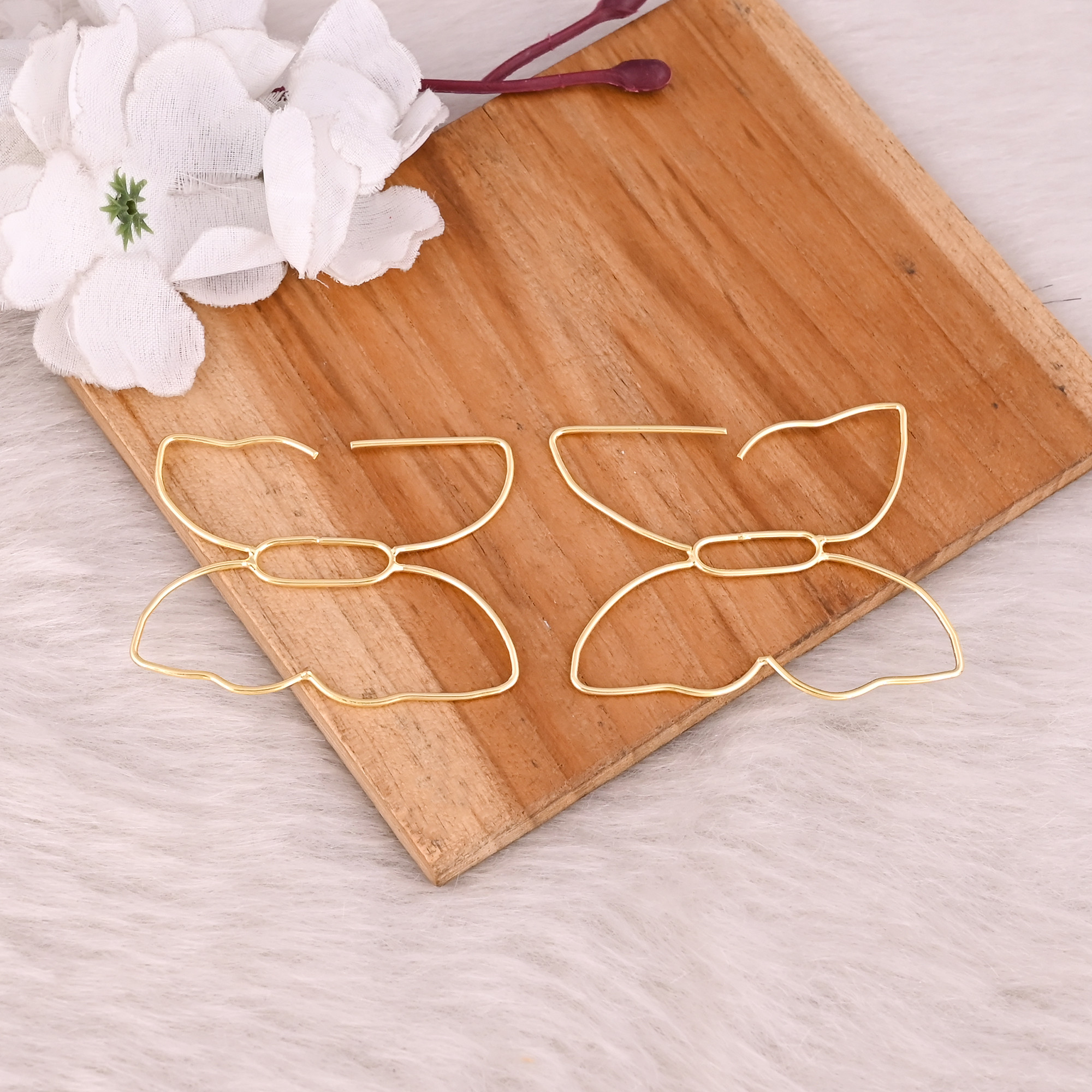 Brass Yellow Gold Plated Women Hoops Earring Anniversary Gift Wholesale Lot 25 Pairs