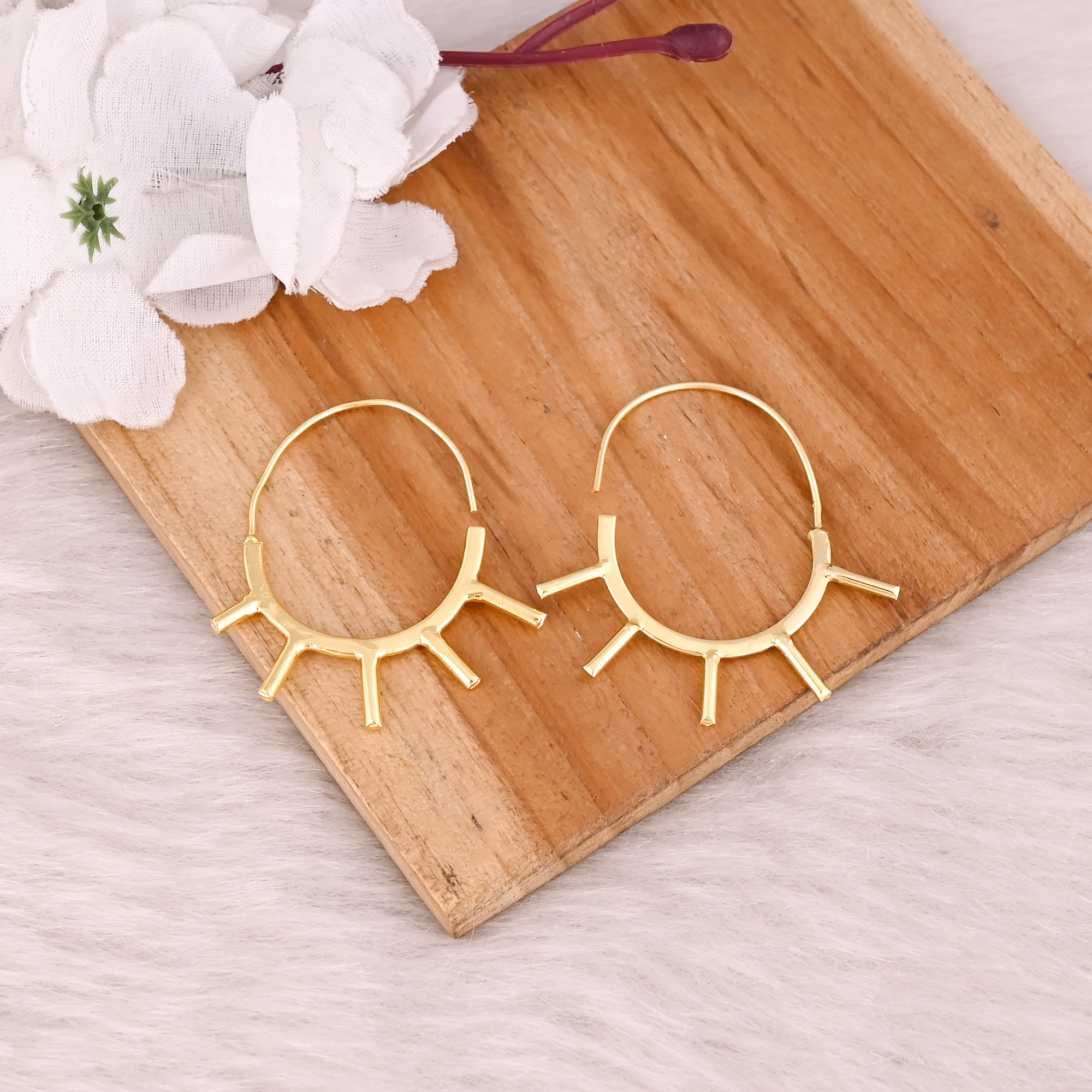 Brass Yellow Gold Plated Women Hoop Designer Earring Charm Jewelry Wholesale Lot 25 Pairs