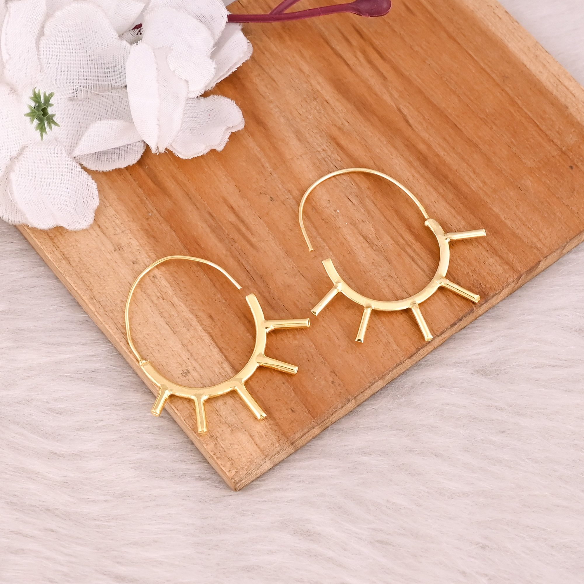 Brass Yellow Gold Plated Women Hoop Designer Earring Charm Jewelry Wholesale Lot 25 Pairs