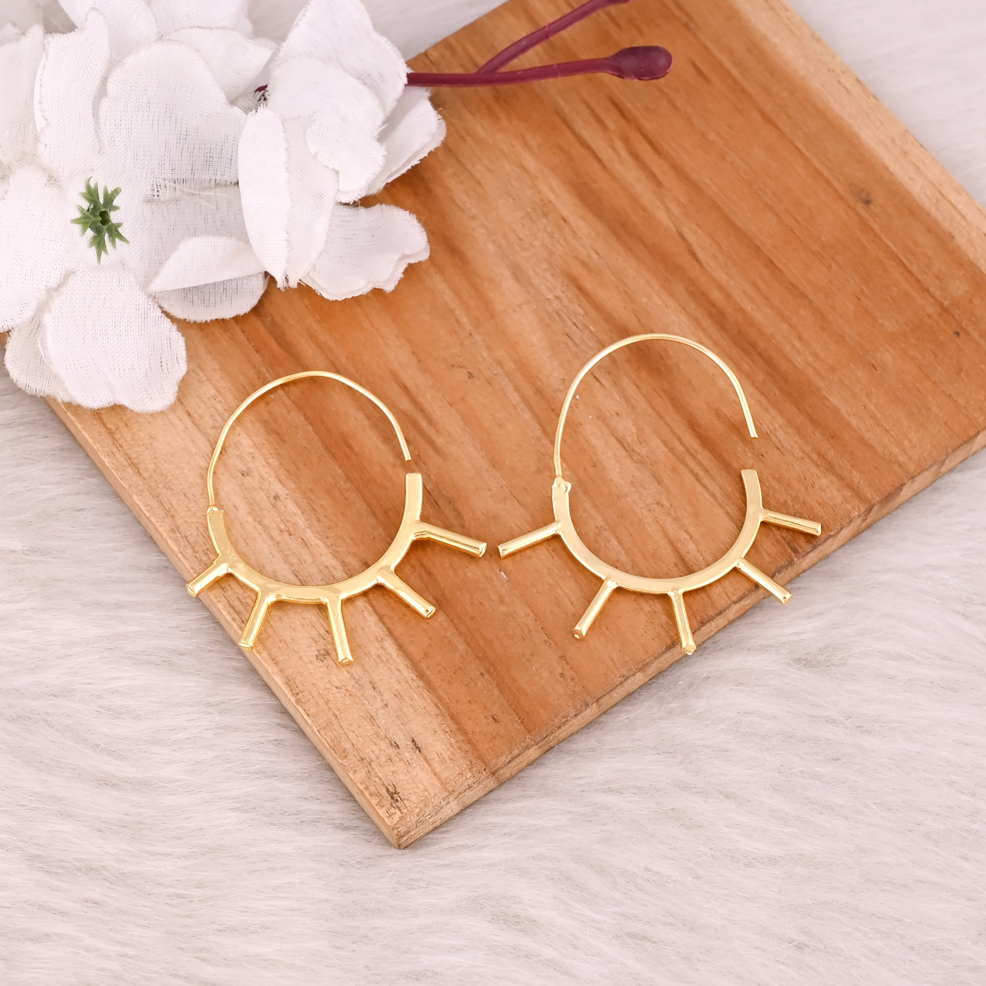 Brass Yellow Gold Plated Women Hoop Designer Earring Charm Jewelry Wholesale Lot 25 Pairs
