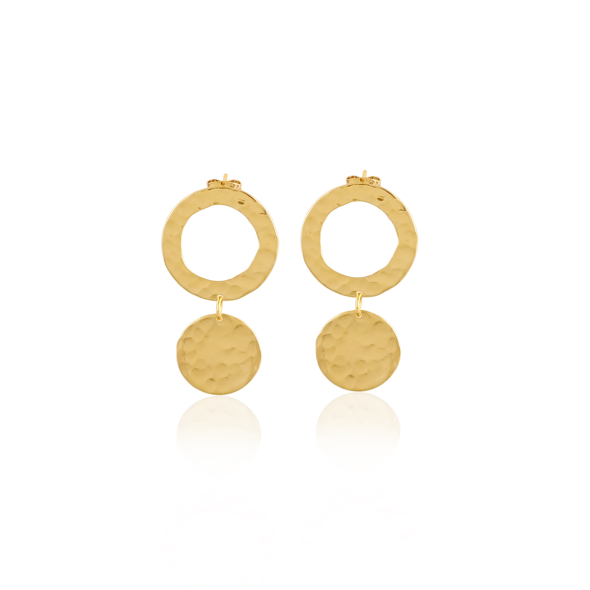 Handmade Hammered Designer Yellow Gold Plated Stud Earrings Lot of 25 Pairs Brass Jewelry Fashion Earrings