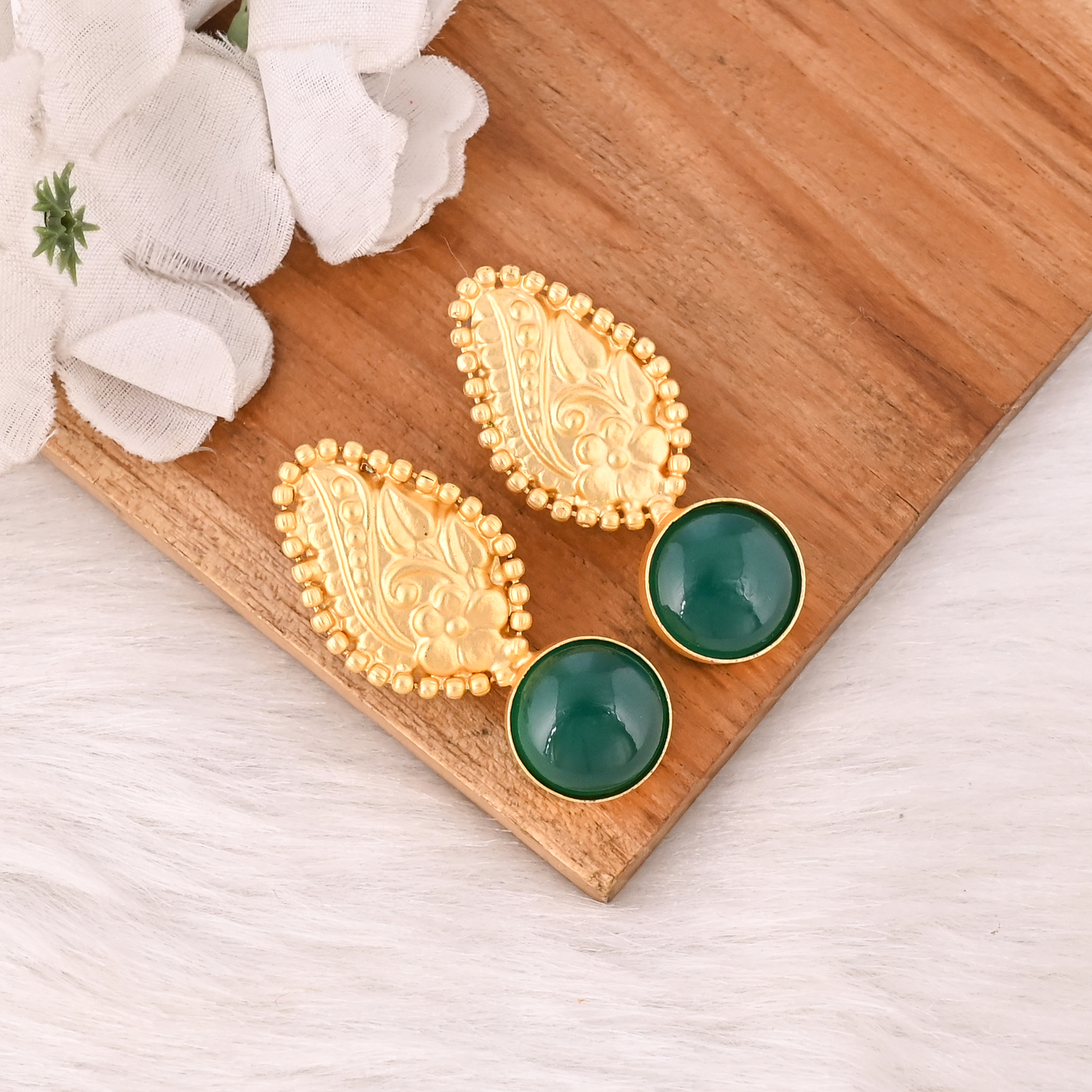 Stylish Green Onyx Earring Handmade Gemstone Jewelry for Women