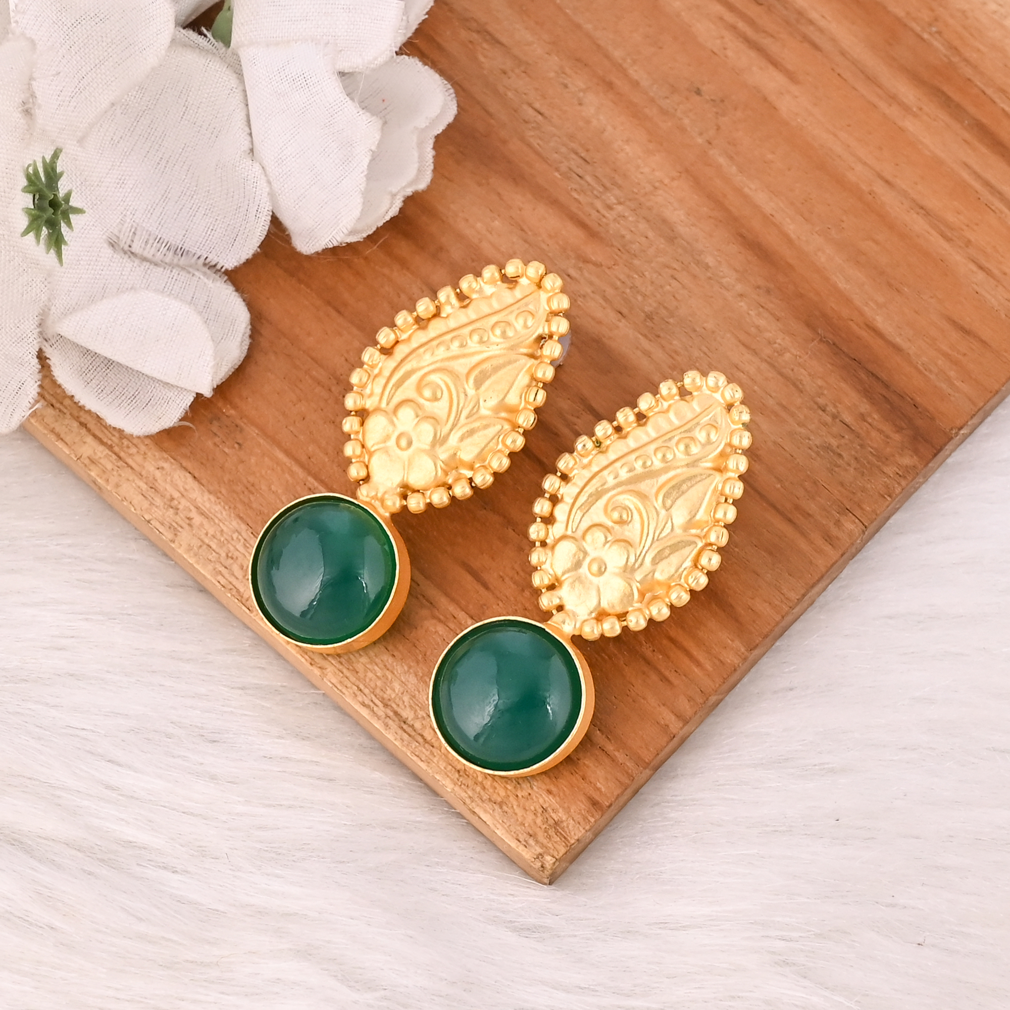 Stylish Green Onyx Earring Handmade Gemstone Jewelry for Women